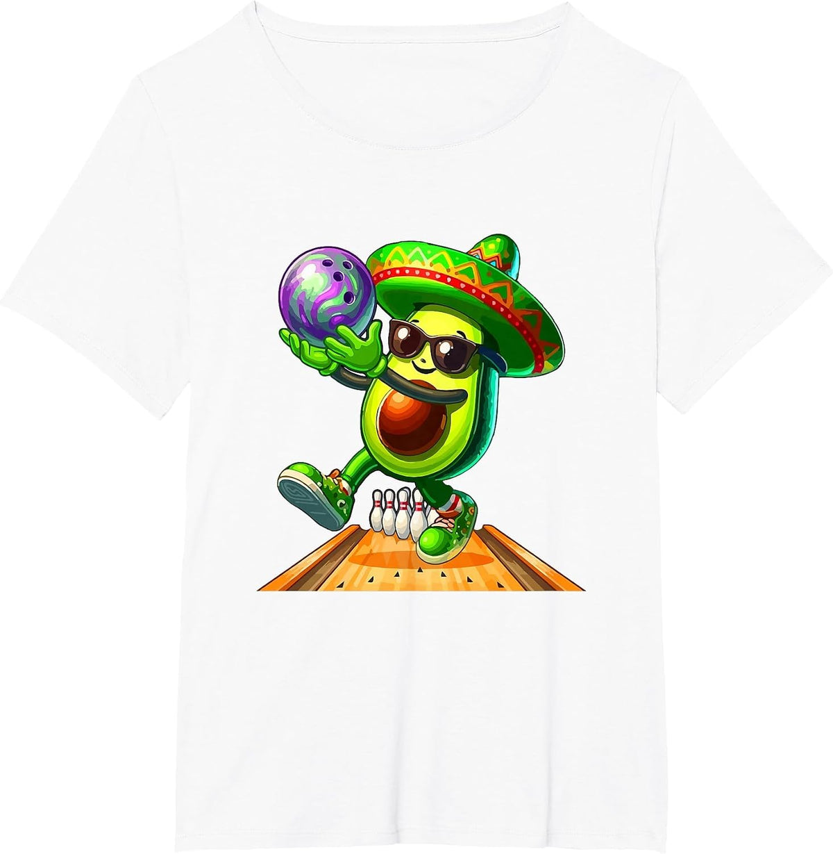 Cinco De Mayo Playing Bowling Costume Avocado Lover Vegan T-Shirt - White