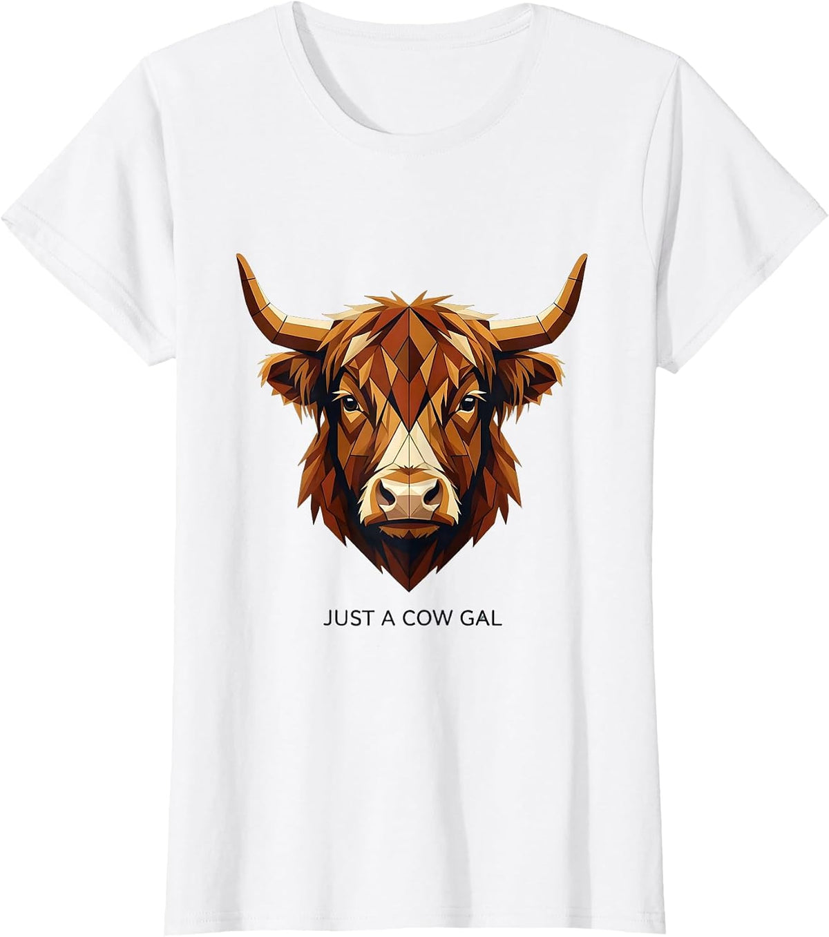 Women's Just a Cow Gal Highland Cow Design T-Shirt - White