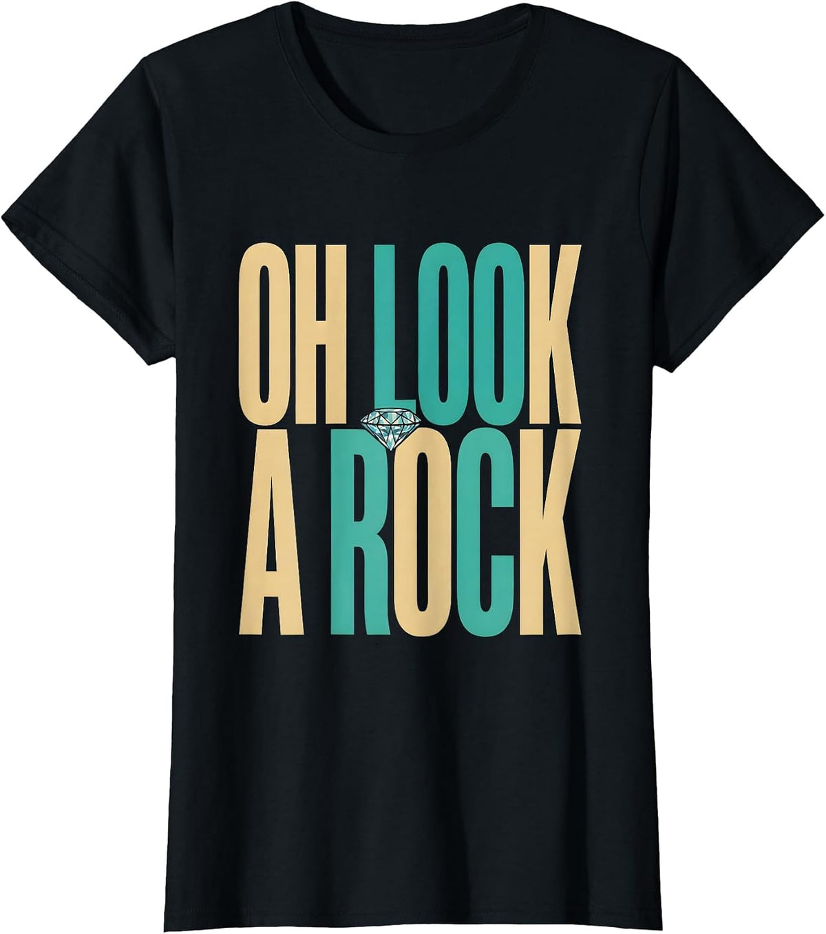 Oh Look, A Rock Rock Collecting Design T-Shirt - Black
