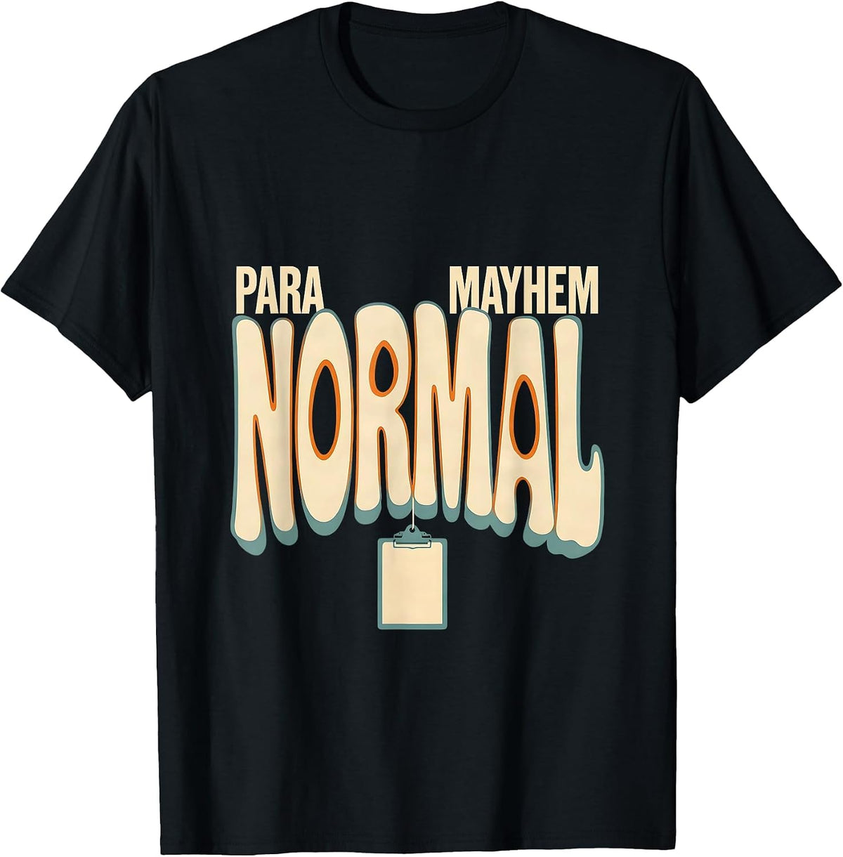 Men's Para Normal Mayhem Screenprint Ghost Paraeducator Halloween T-Shirt - Black