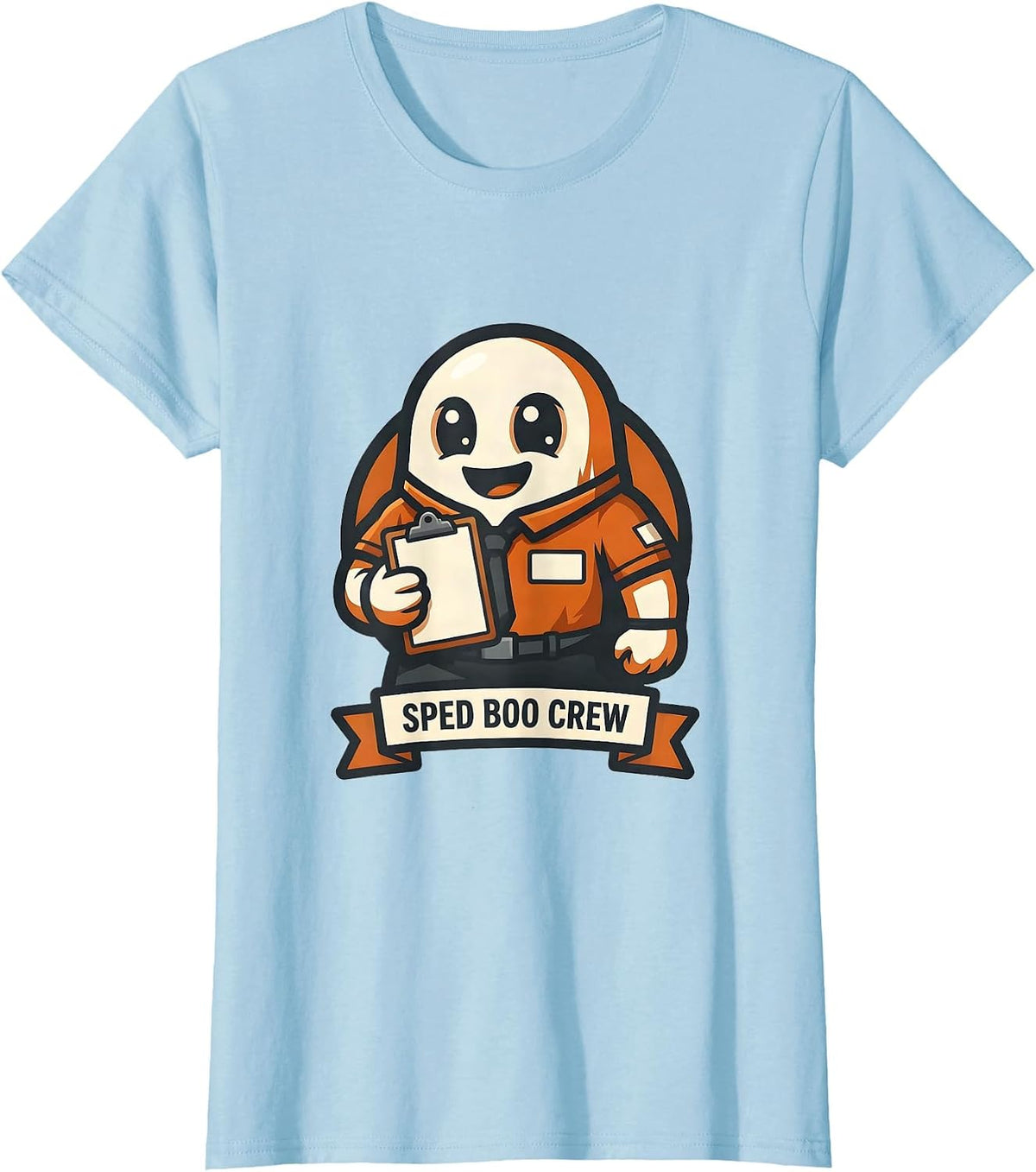 SPED Boo Crew Para Normal Activities Paraprofessional Ghost T-Shirt - Baby Blue