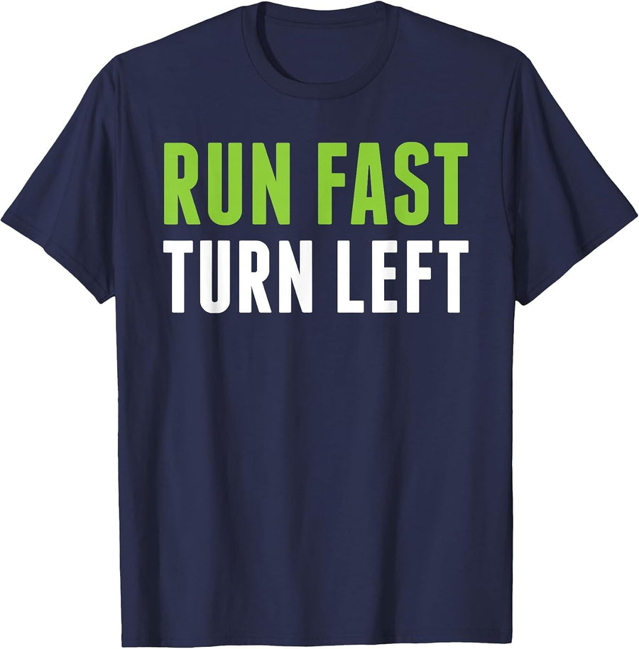 Run Fast Turn Left - Track and Field T-Shirt T-Shirt - Navy Blue