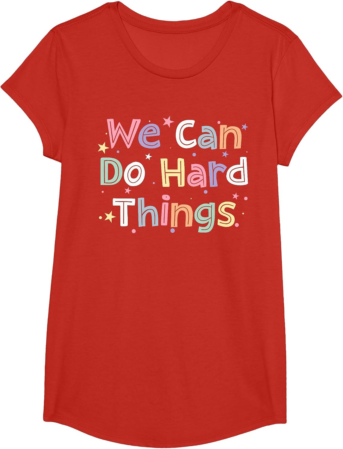 Retro We Can Do Hard-Things Womens Teacher Back to School T-Shirt - Girls Red
