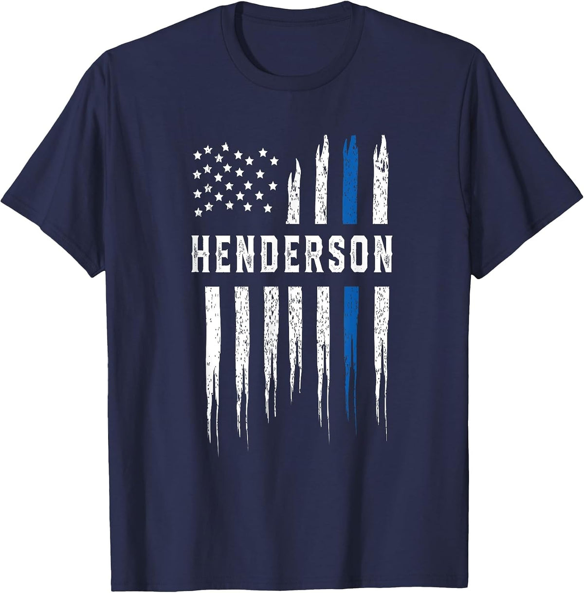 Thin Blue Line Heart Henderson Police Officer Nevada Cops T-Shirt - Navy Blue