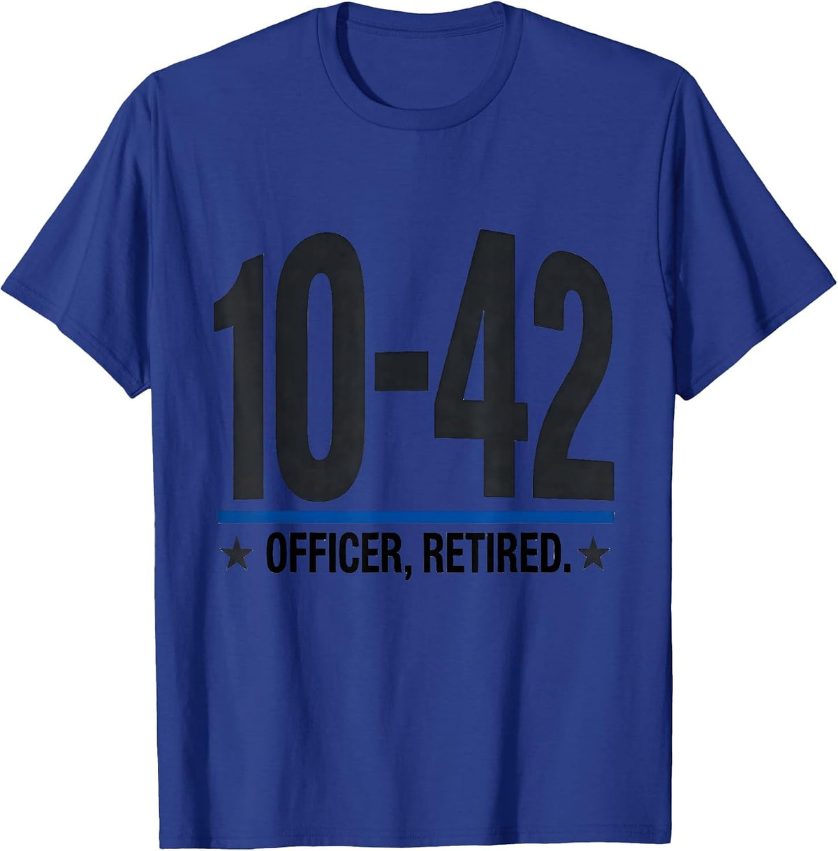 Men's 10-42 Officer Retired Thin Blue Line Police Support Tribute T-Shirt - Royal Blue