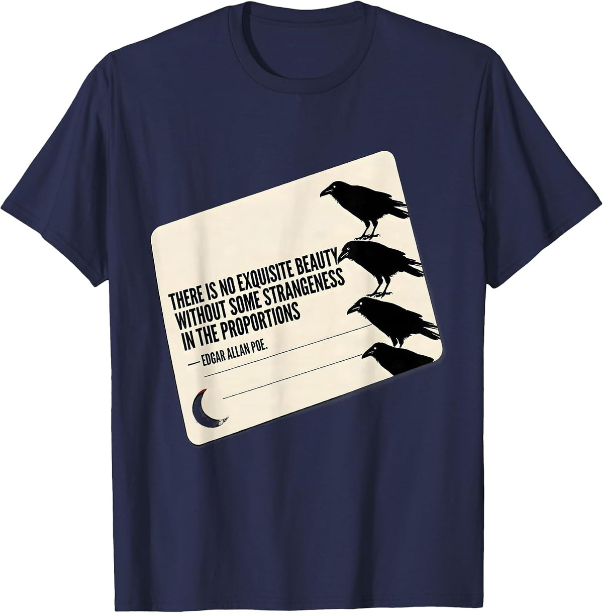 Men's There Is No Beauty Without Some Strangeness Edgar Allan Poe T-Shirt - Navy Blue