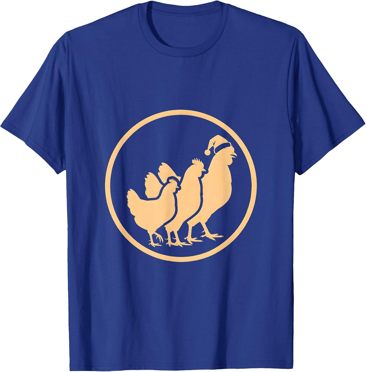 Men's Chicken Santa Hat Badge Christmas Chicken Lover Humor T-Shirt - Royal Blue
