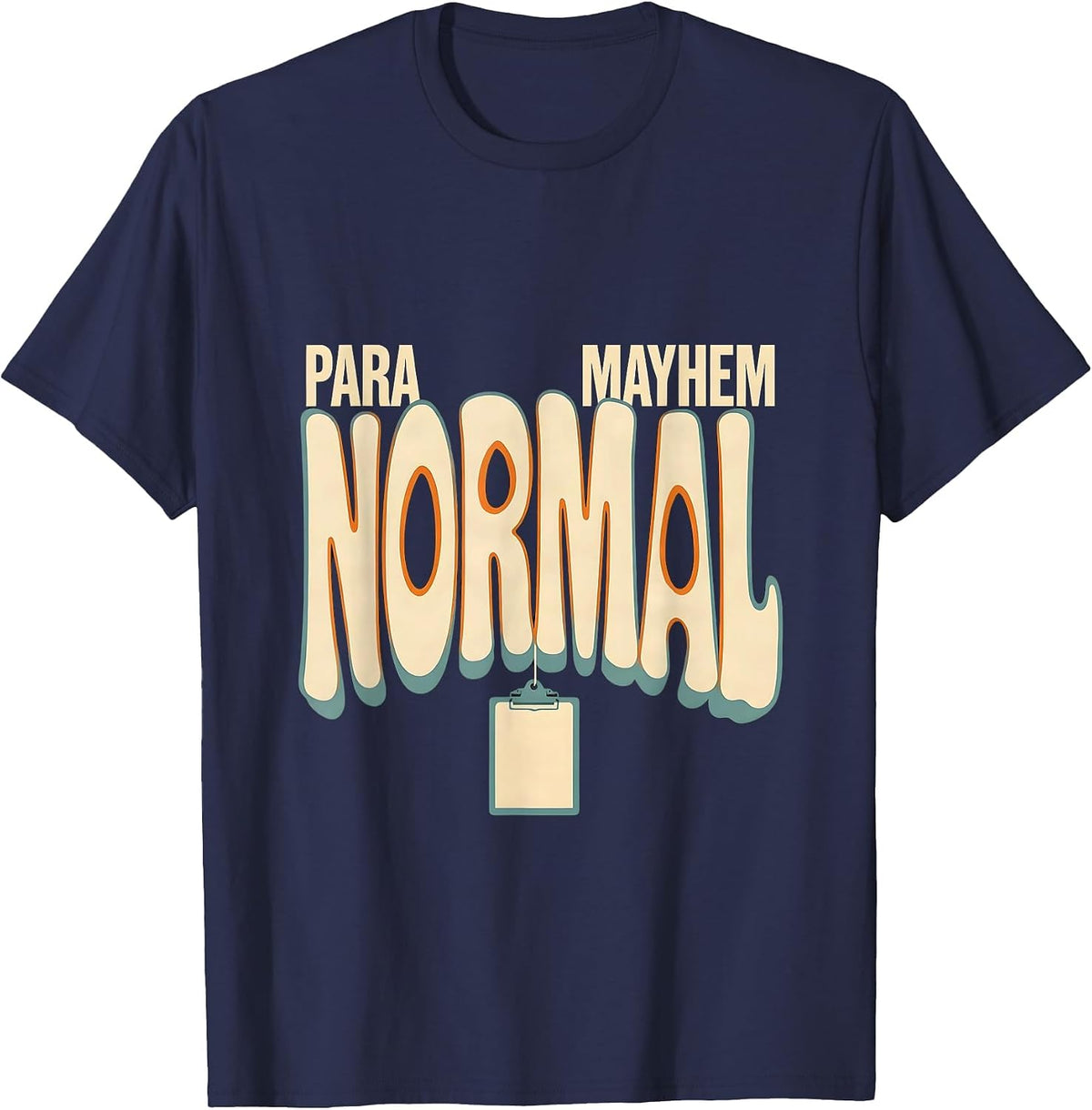 Men's Para Normal Mayhem Screenprint Ghost Paraeducator Halloween T-Shirt - Navy Blue