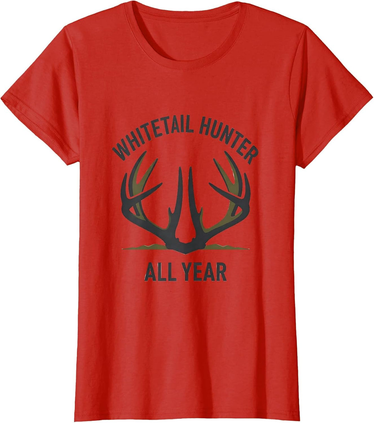 Whitetail Hunter All Year Minimalist Antler Crown Hunting T-Shirt - Red