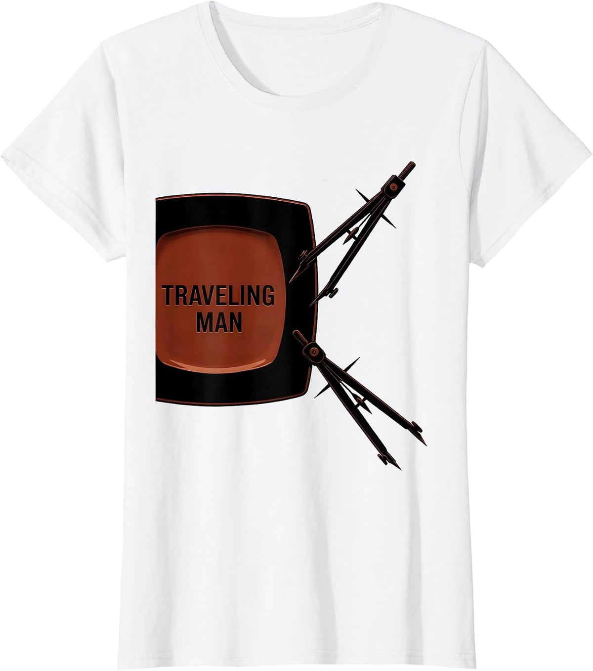 Women's Traveling Man Minimalist Freemason Square And Compass T-Shirt - White