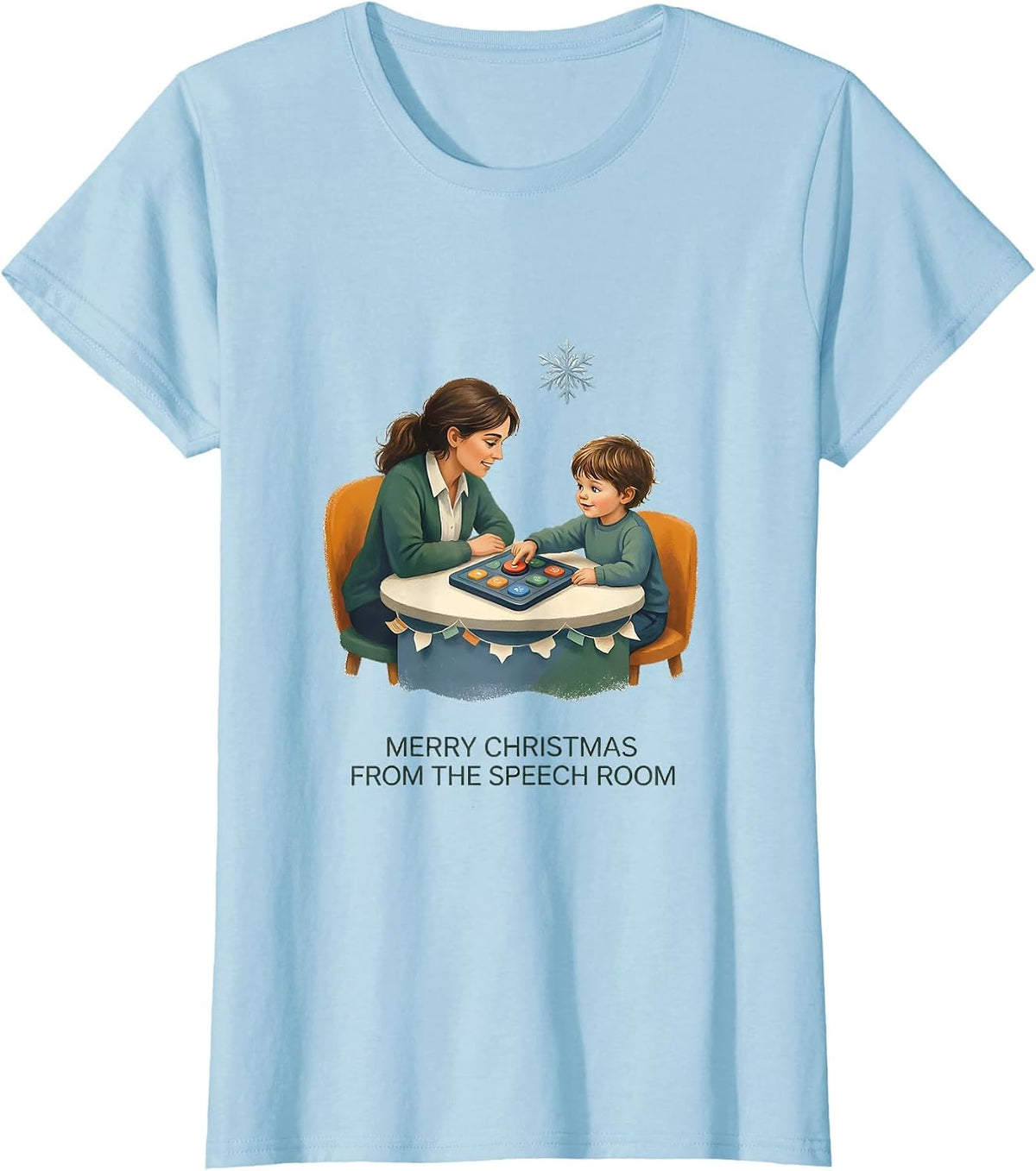 Merry Christmas From The Speech Room Retro Groovy SLP Gift T-Shirt - Baby Blue