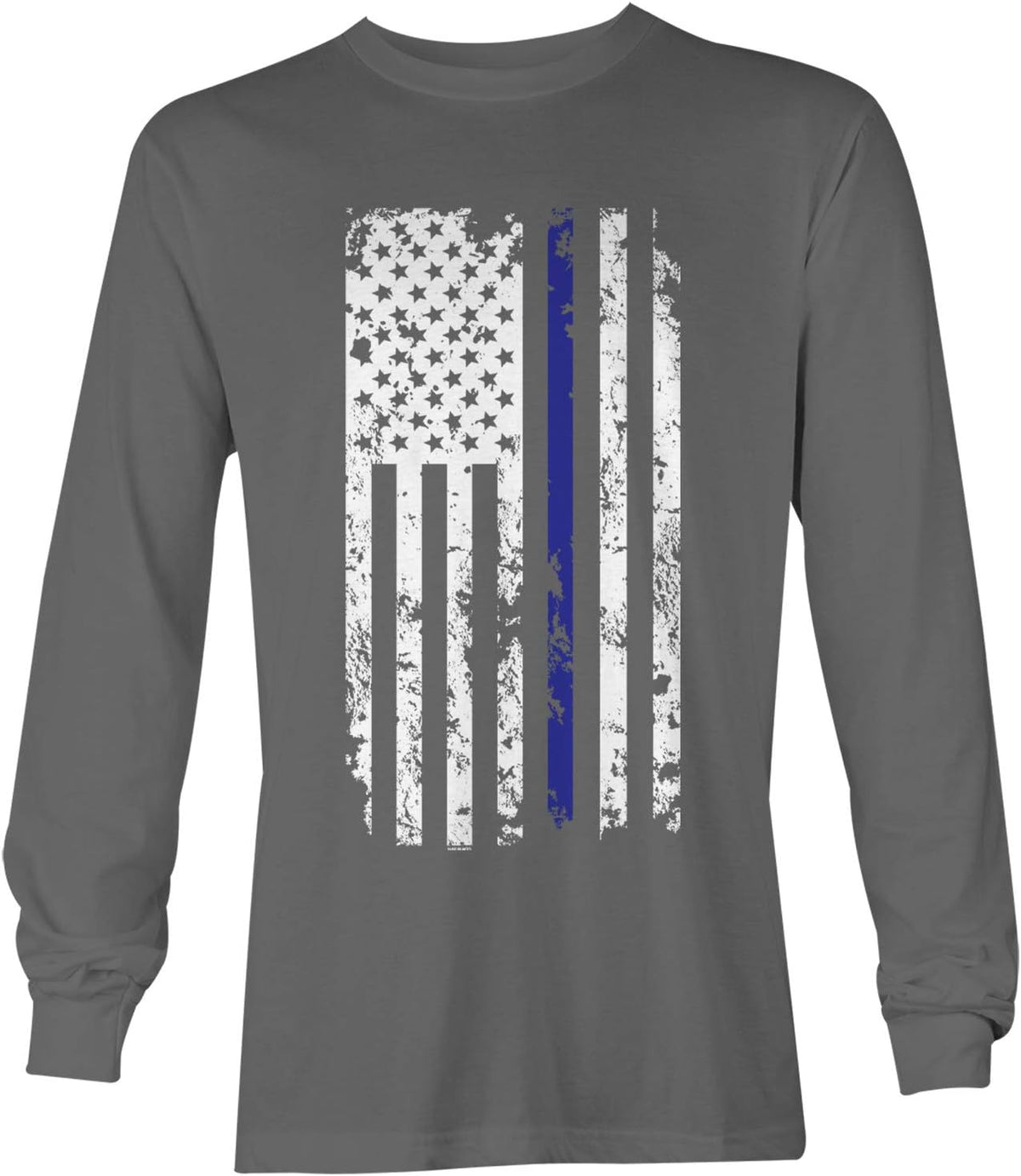 Haase Unlimited Blue Line American Flag - Support Cops Police Unisex Long Sleeve Shirt - Charcoal