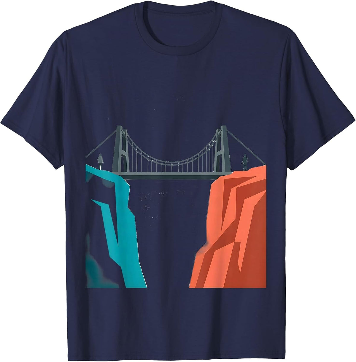 Men's Social Worker Bridge Graphic Design Gift T-Shirt - Navy Blue