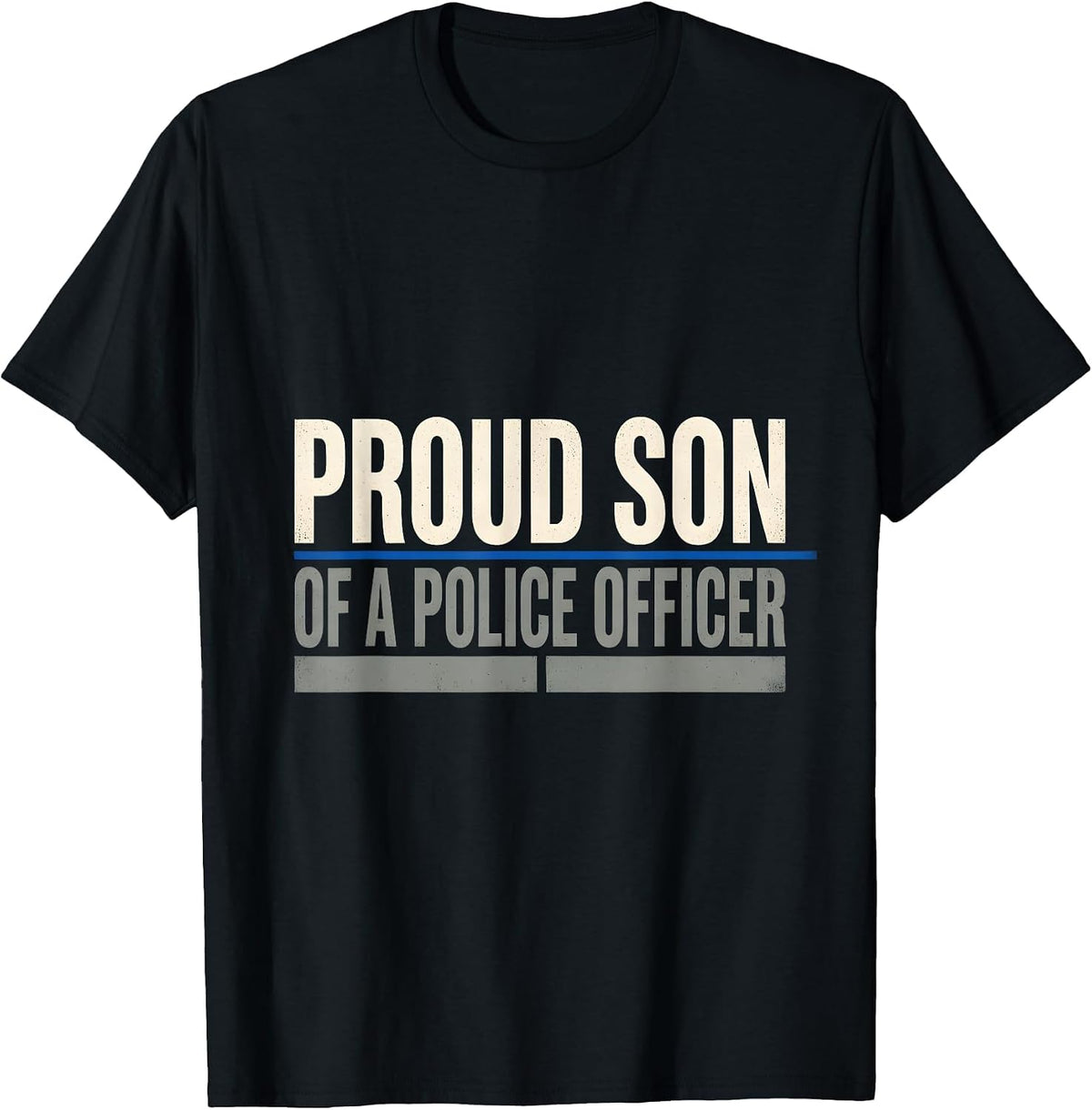 Men's Proud Son Of A Police Officer Thin Blue Line Police Support T-Shirt - Black