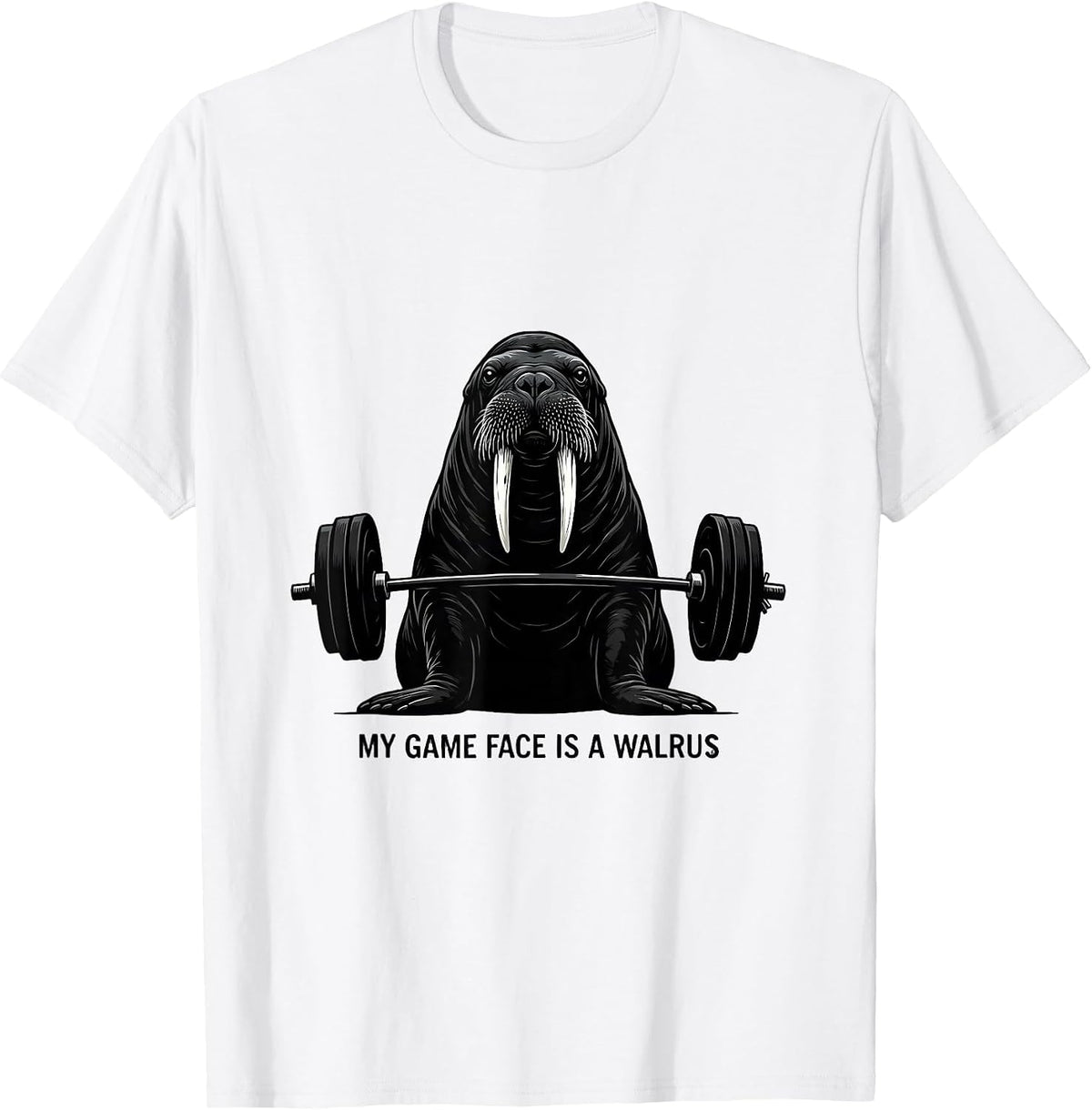 Men's My Game Face Is A Walrus Funny Gym Weightlifting Humor T-Shirt - White