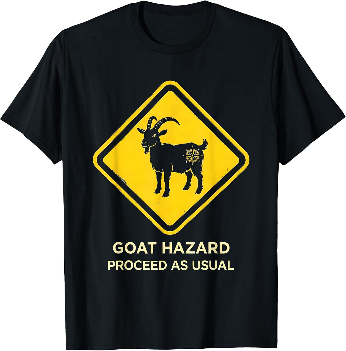 Men's Goat Hazard Proceed As Usual Freemason Square And Compass T-Shirt - Black