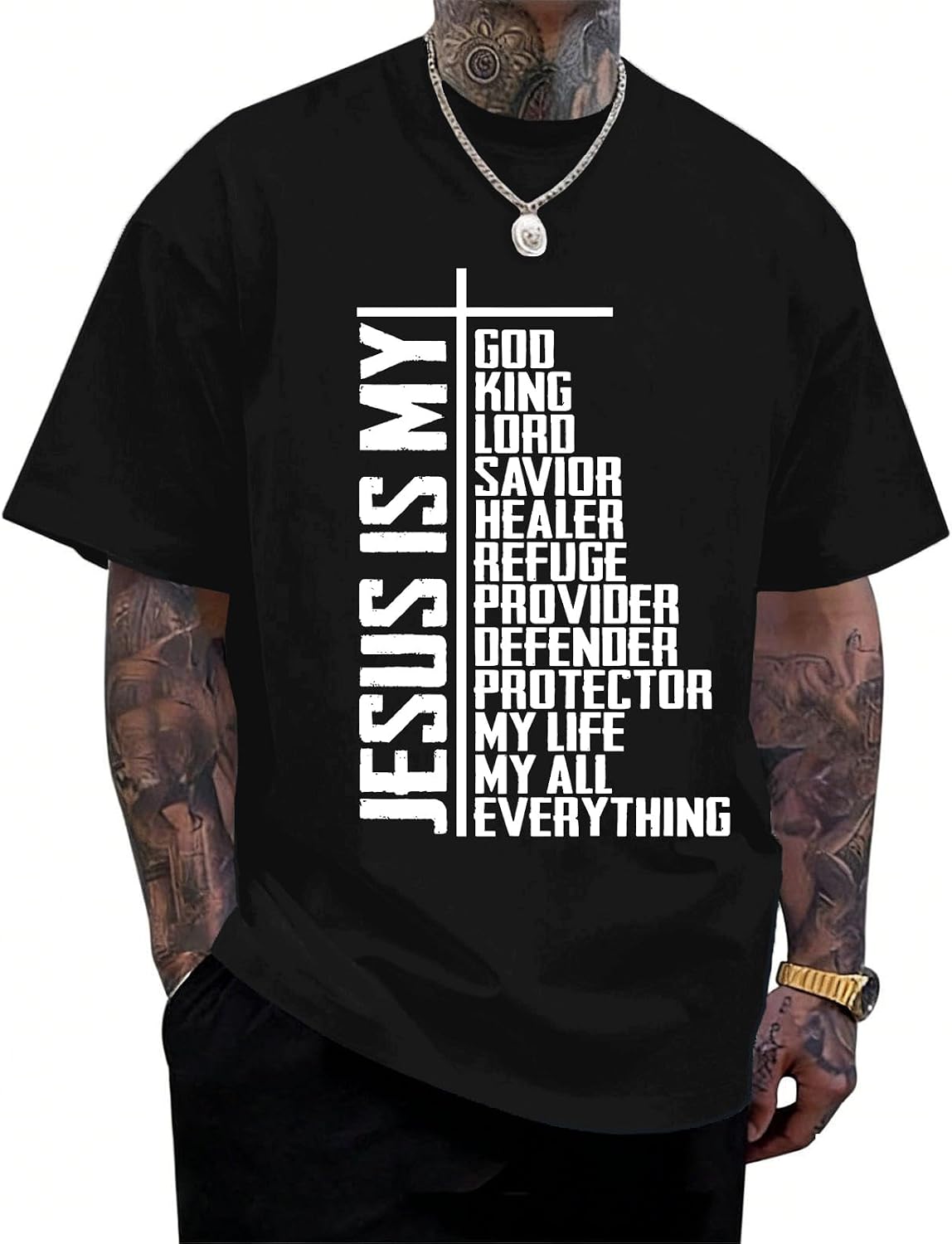Christian Faith Over Fear Shirts for Men Religious Bible Verse Tshirts - Black