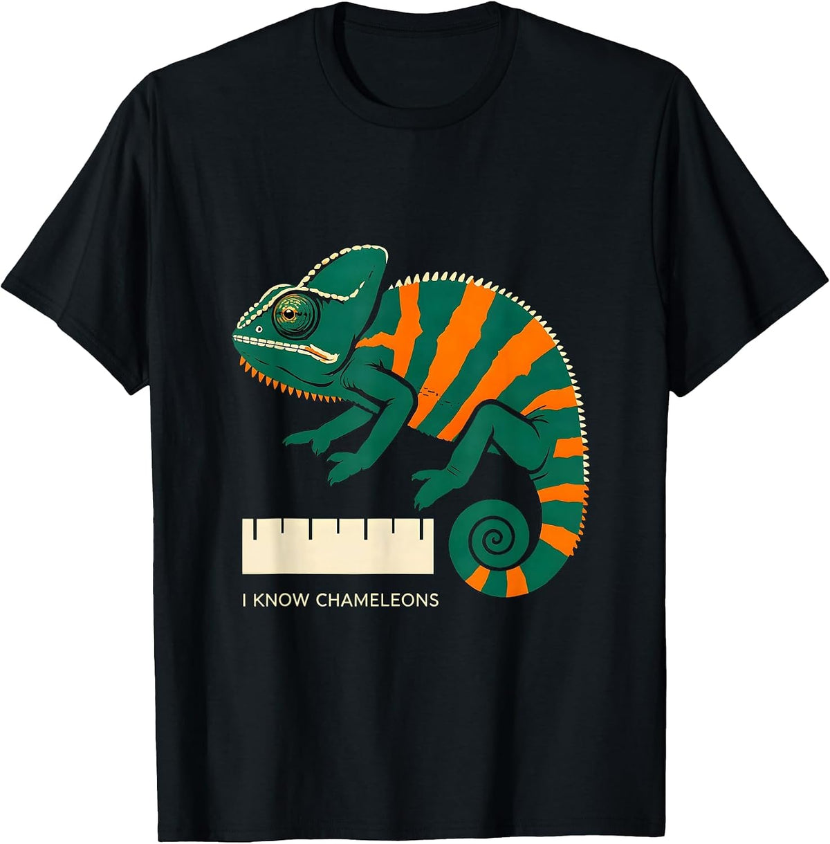 Men's I Know Chameleons Stencil Reptile Enthusiast Herpetology T-Shirt - Black