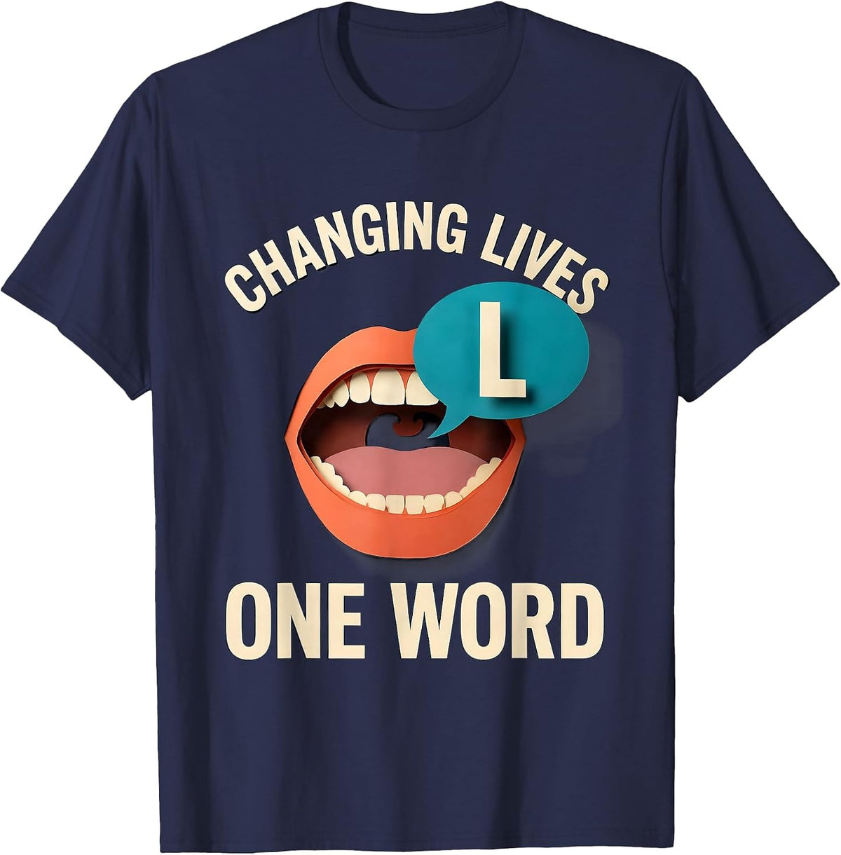 Changing Lives One Word SLP Design T-Shirt - Navy Blue