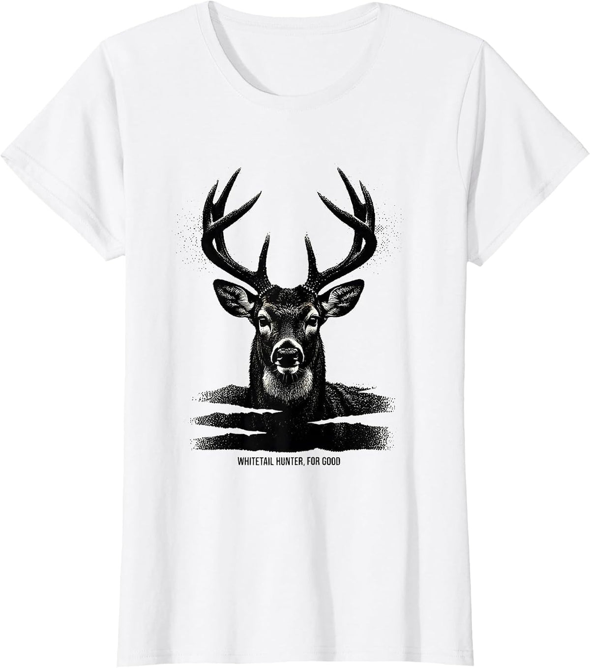 Whitetail Hunter For Good Blackwork Dotwork Hunting Dad T-Shirt - White