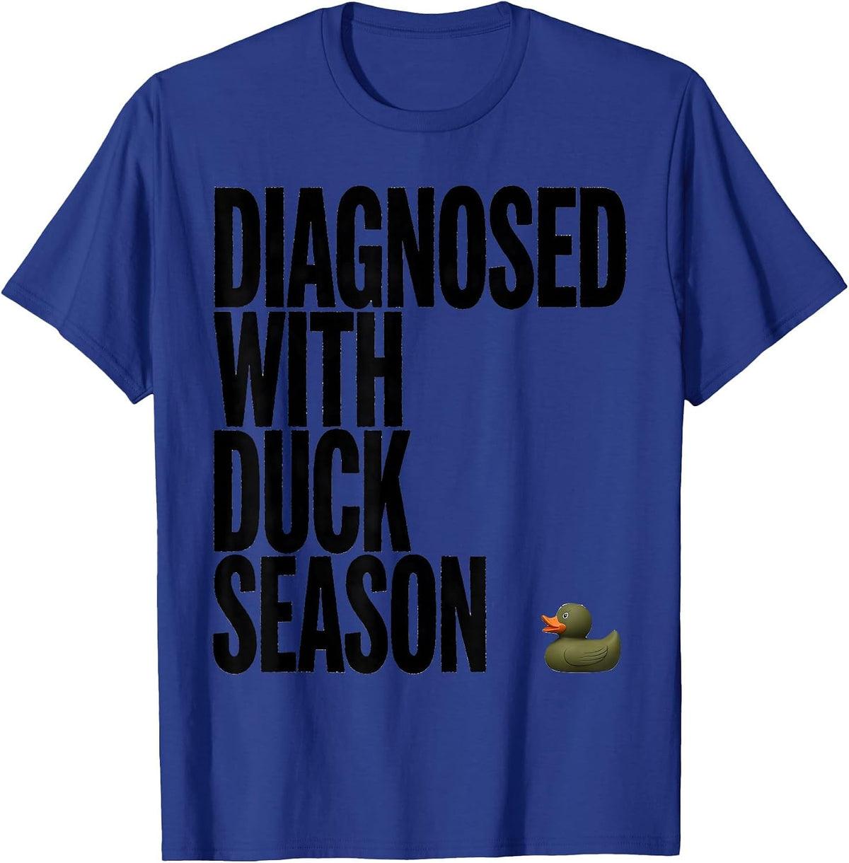 Men's Diagnosed With Duck Season Rustic Hunting Dog Waterfowl T-Shirt - Royal Blue