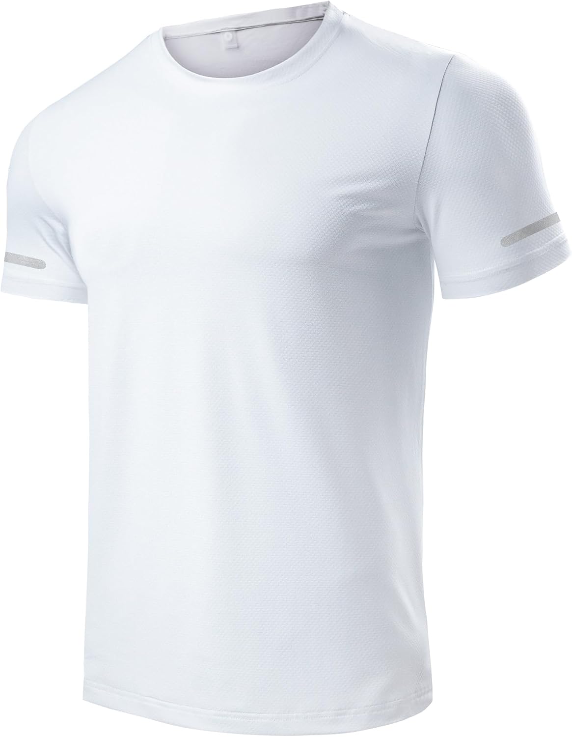 Men's Workout Shirt, Quick Dry Moisture-Wicking Athletic Running Tee - White