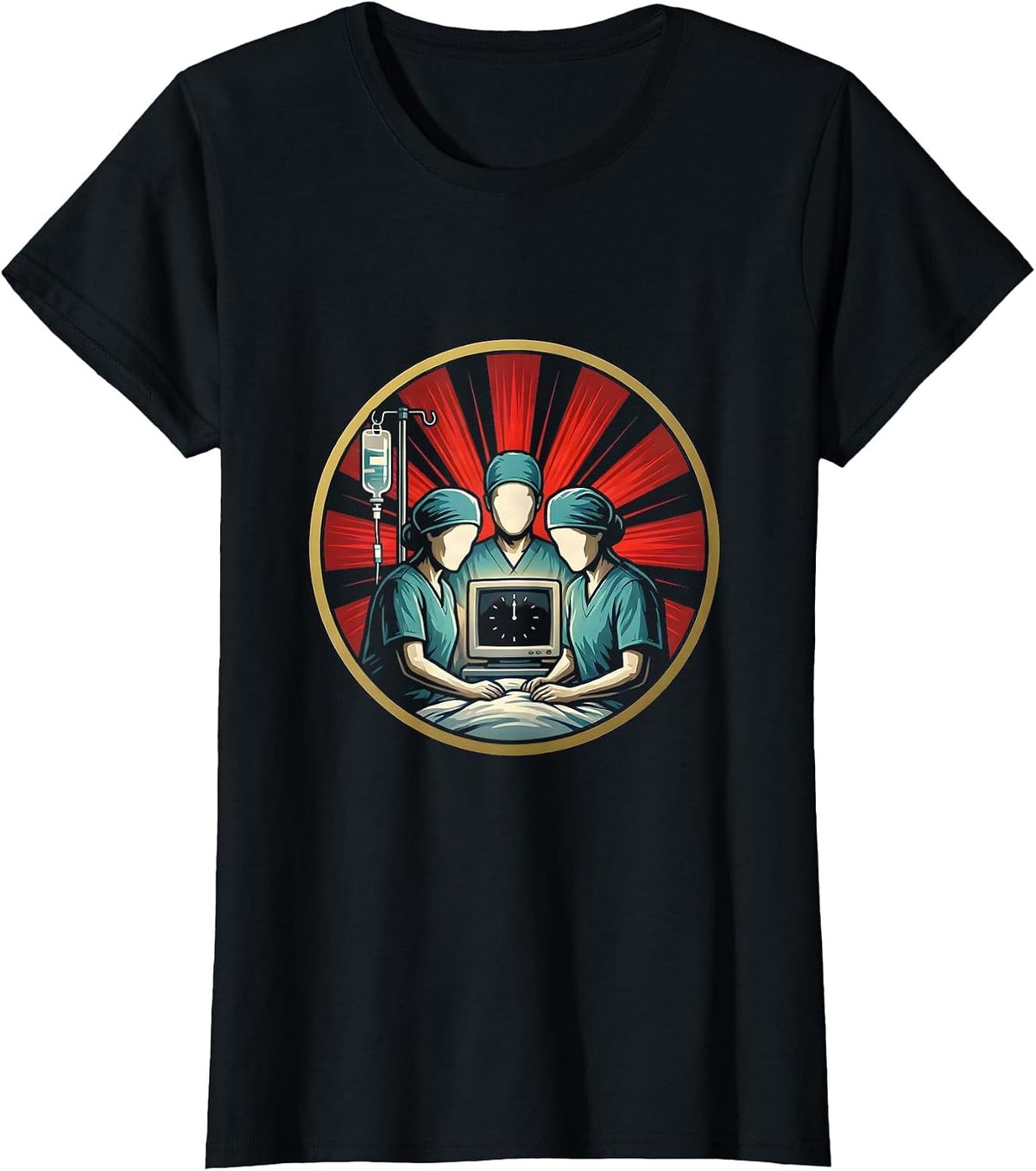 Sealed Nurse Crew Badge New Year Party ICU ER ICU NICU L&D T-Shirt - Black