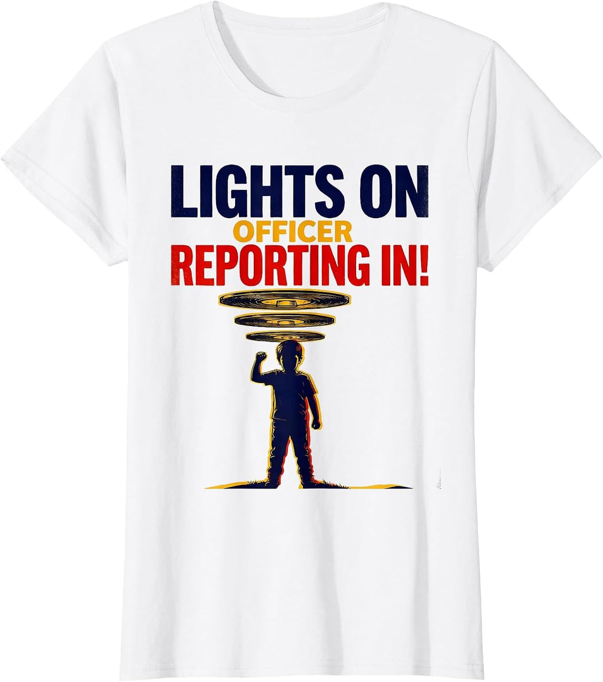 Lights On, Officer Reporting In! Playful Kids Police Officer T-Shirt - White