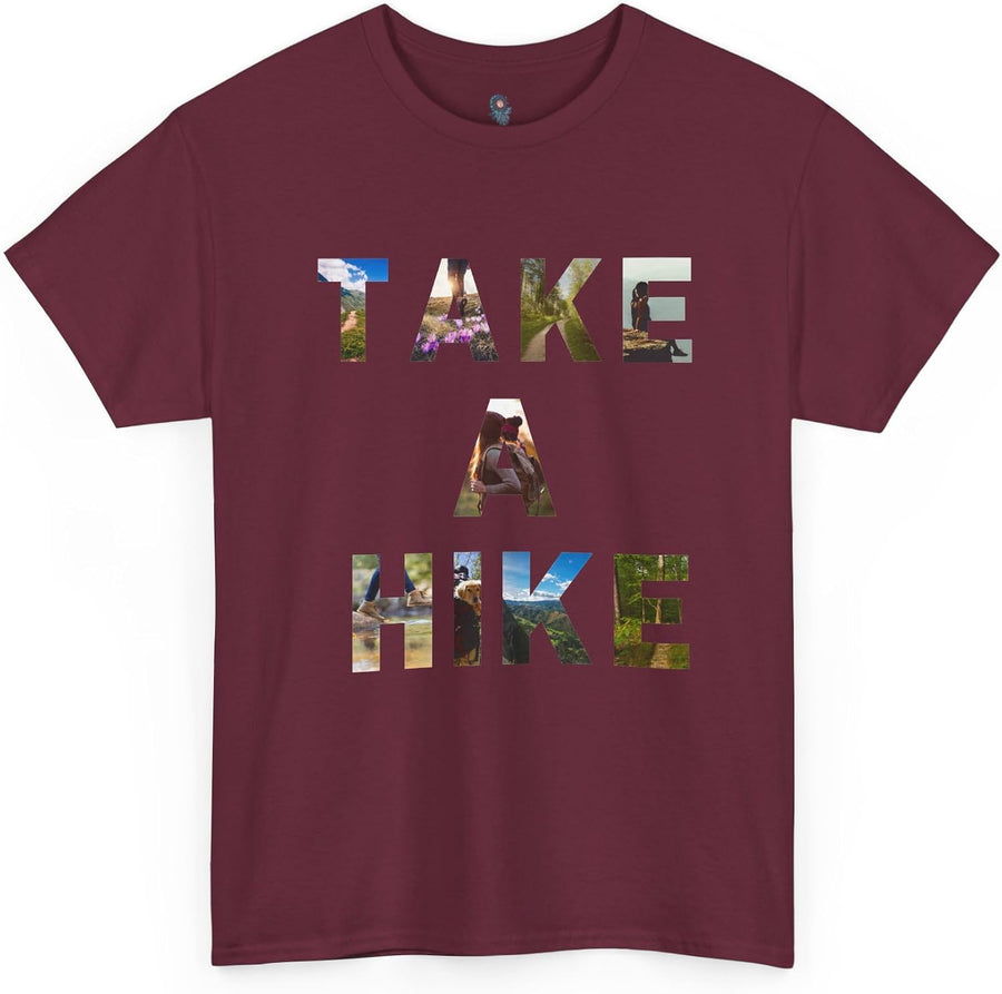 Take a Hike T-Shirt | Hiking Outdoor Adventure Typography Tee - Maroon