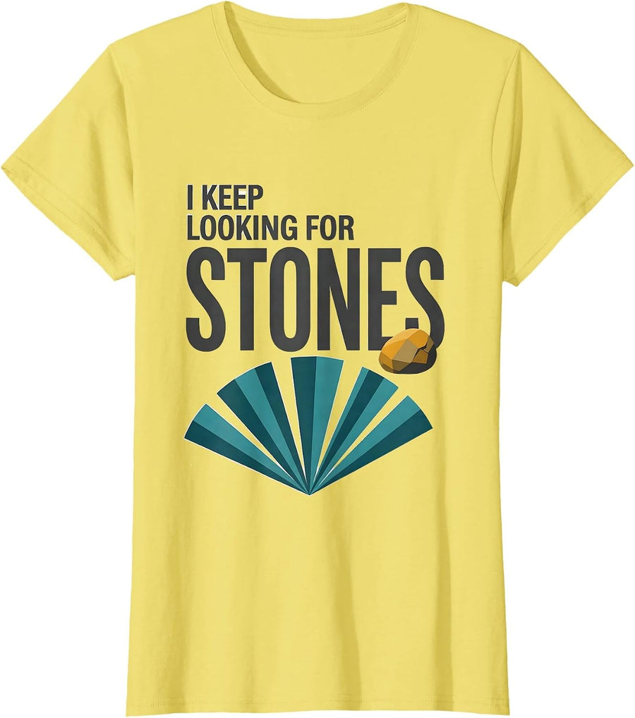 I Keep Looking For Stones Midcentury Modern Rock Collector T-Shirt - Lemon Yellow
