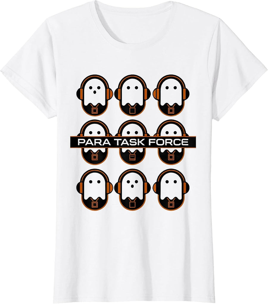 Women's Para Task Force Geometric Ghost Para Paraeducator Halloween T-Shirt - White