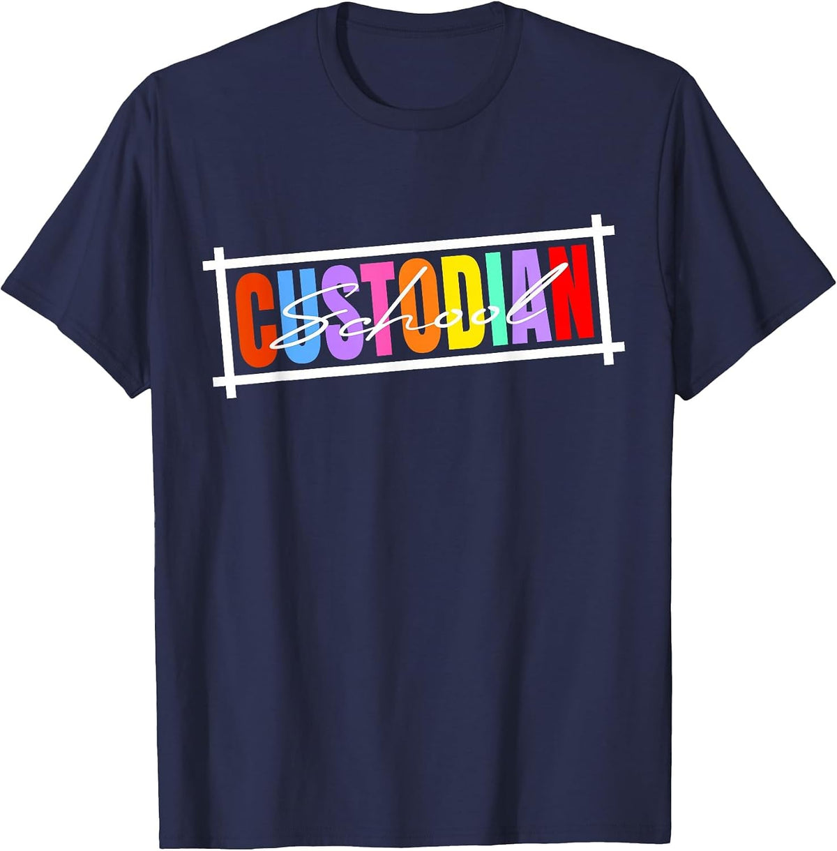 School Custodian, Janitor Cleaning and School Custodian T-Shirt - Navy Blue