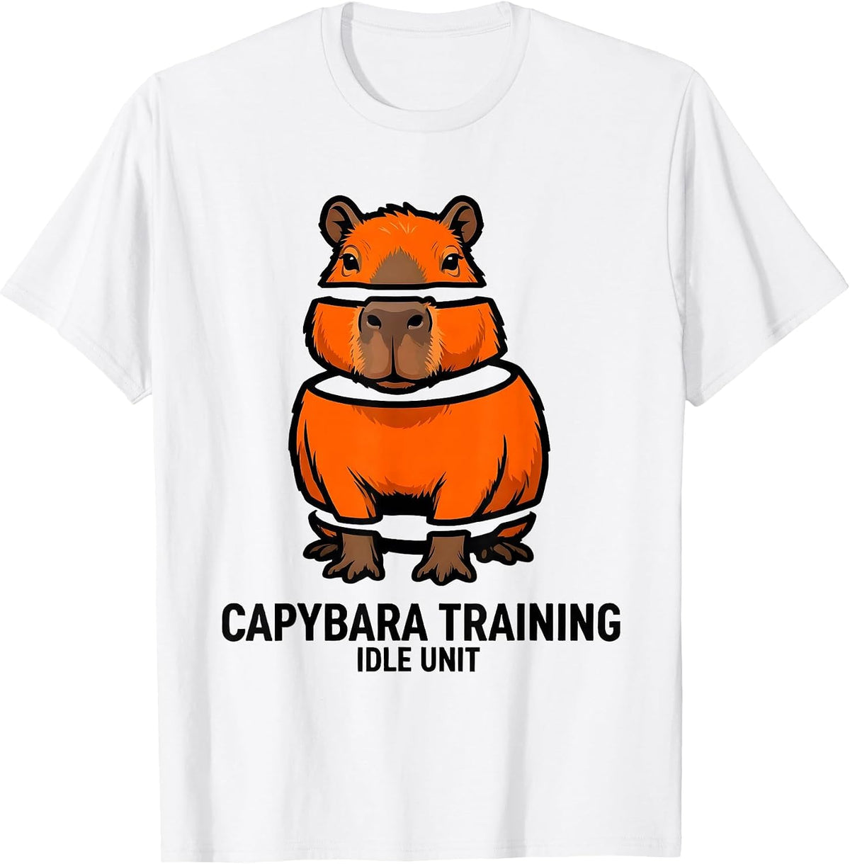Men's Capybara Training: Idle Unit Funny Animal Meme Gamer Gift T-Shirt - White