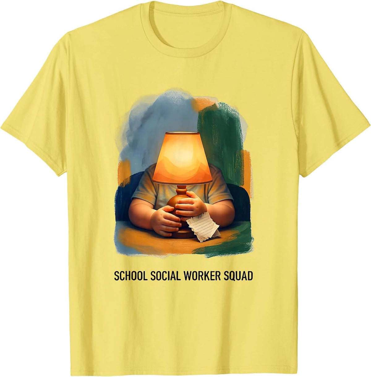 Men's School Social Worker Squad Storybook Counseling Staff T-Shirt - Lemon Yellow