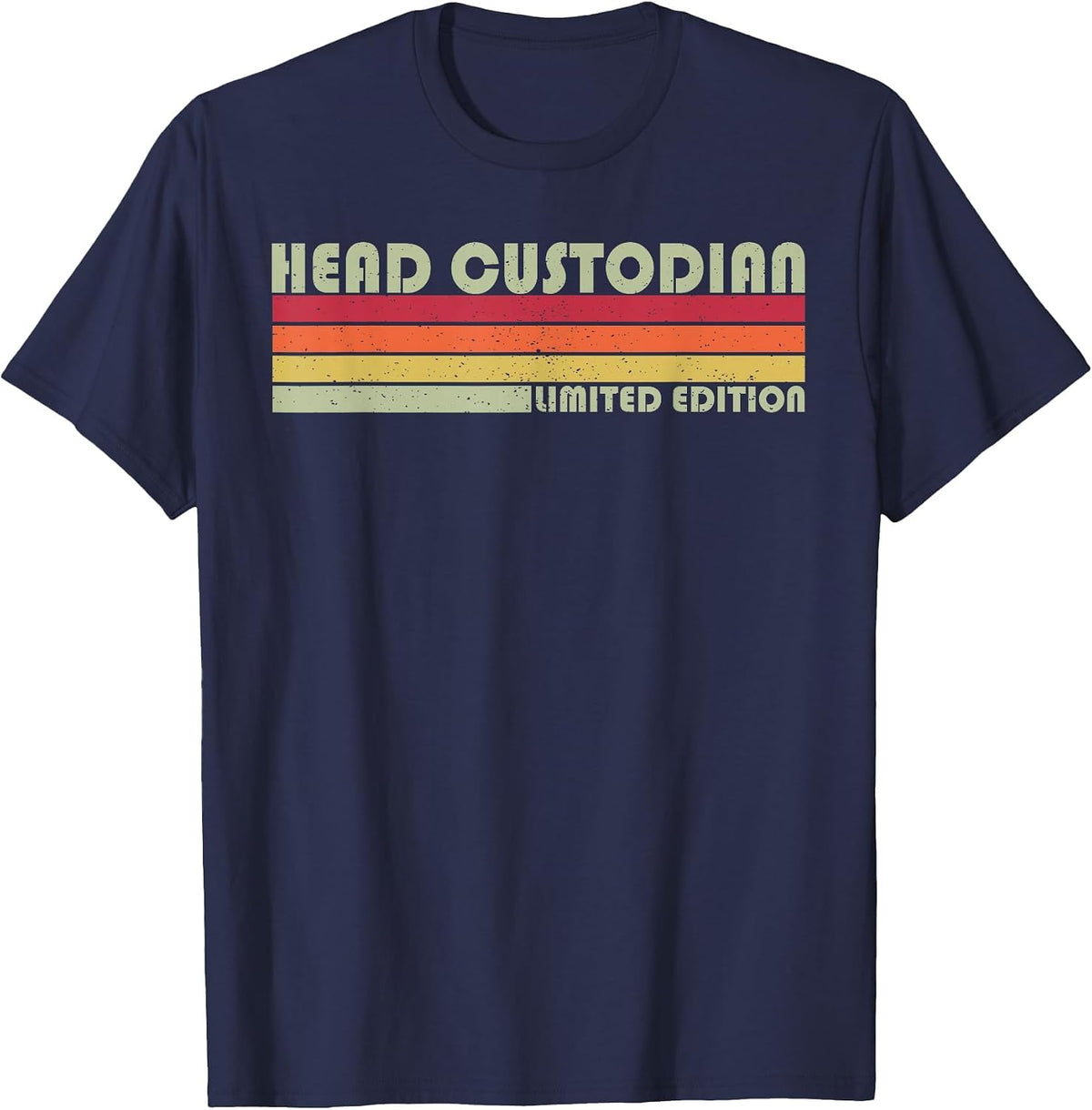 Head Custodian Vintage School Custodian Limited Edition T-Shirt - Navy Blue
