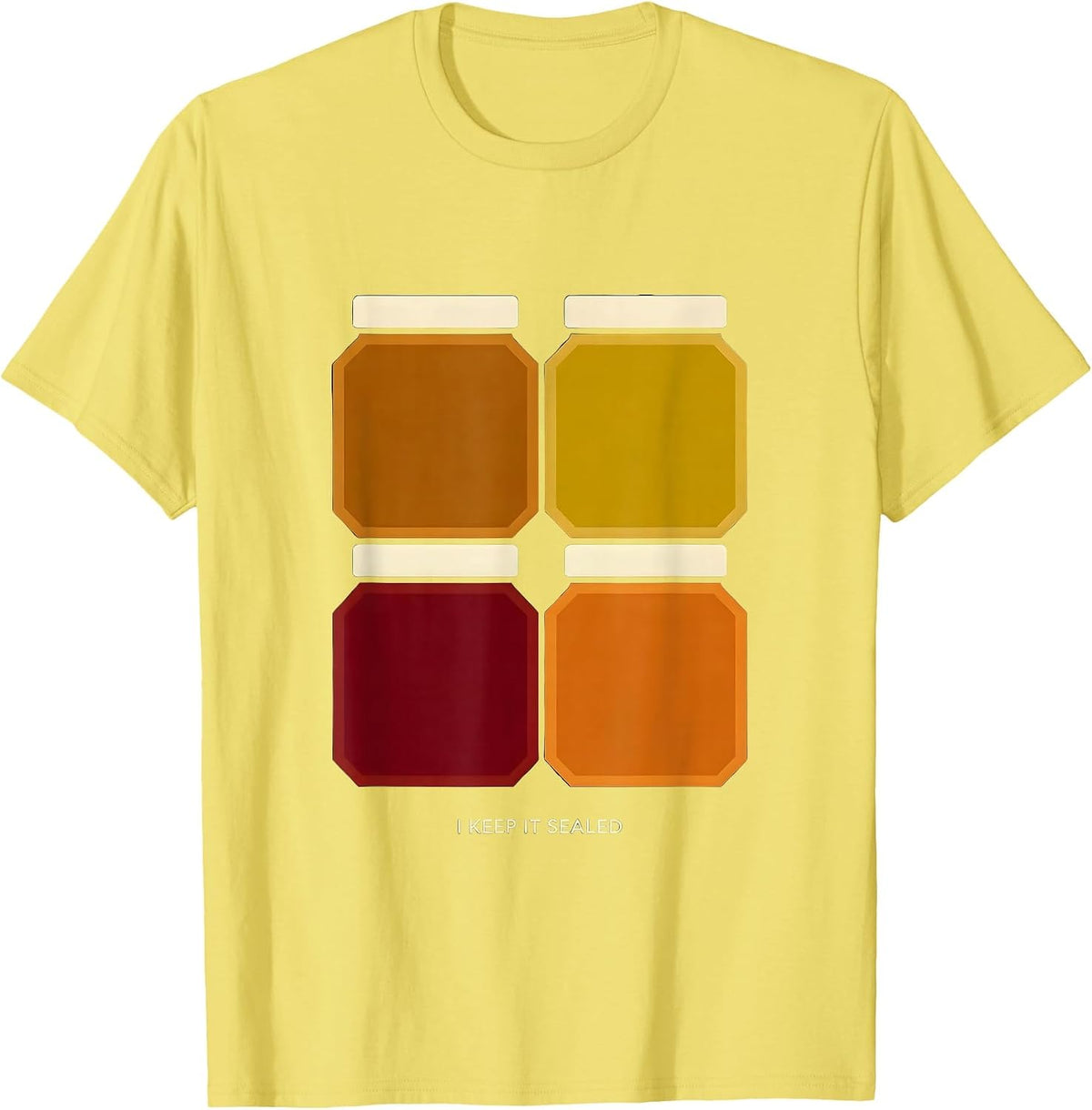 Men's I Keep It Sealed Quilt Block Patchwork Canning Humor T-Shirt - Lemon Yellow