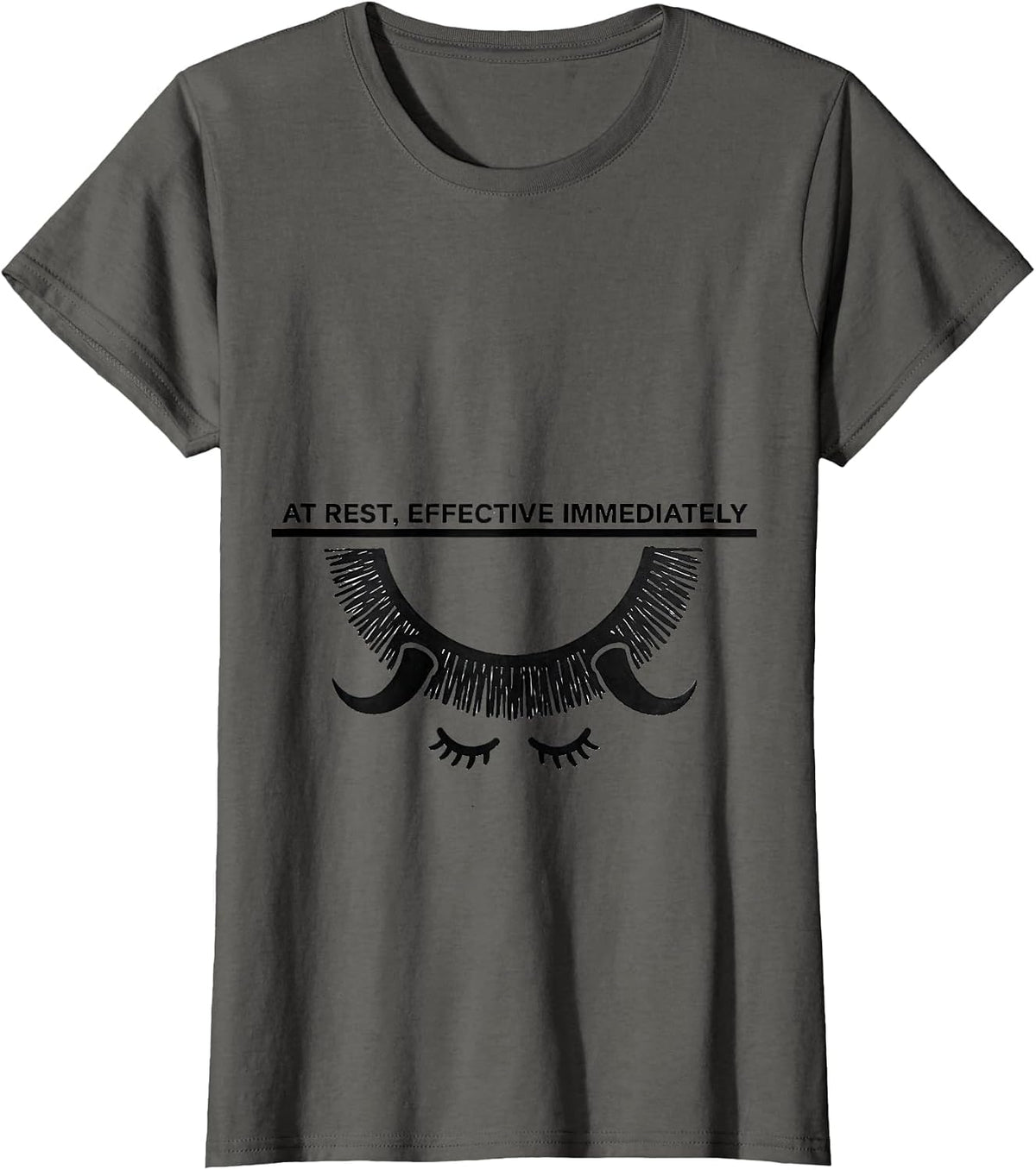Women's At Rest Effective Immediately Funny Highland Cow Lover Gift T-Shirt - Asphalt Grey