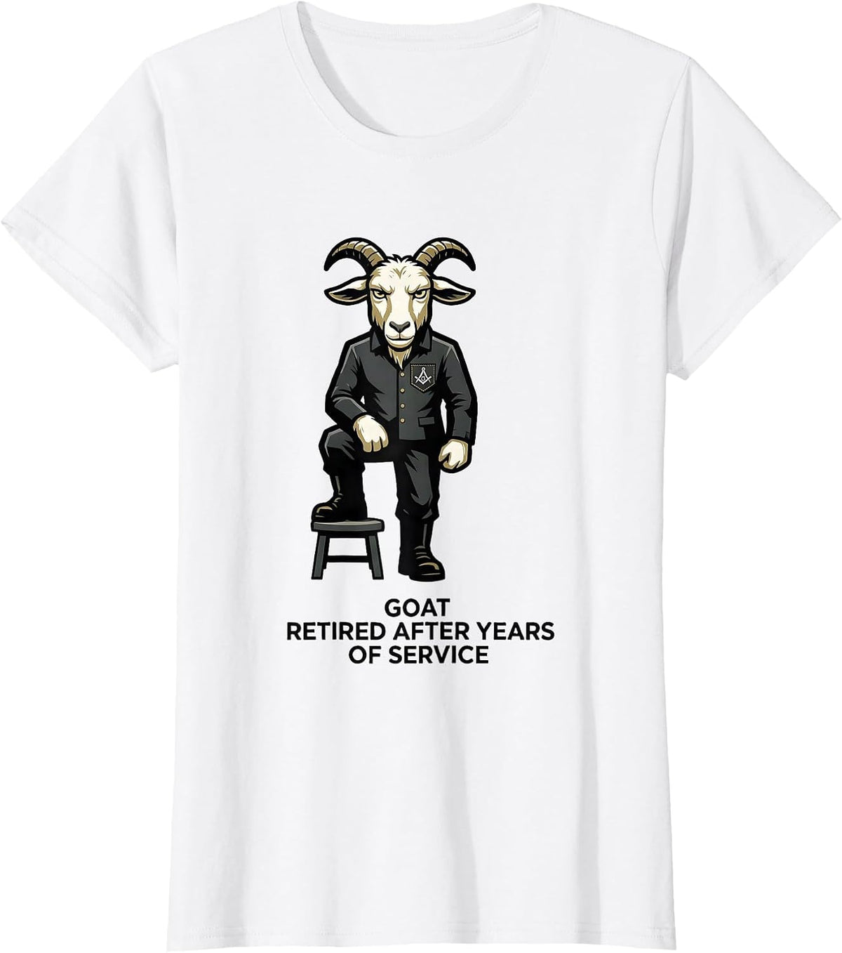 Women's Goat Retired After Years Of Service Freemason Square T-Shirt - White