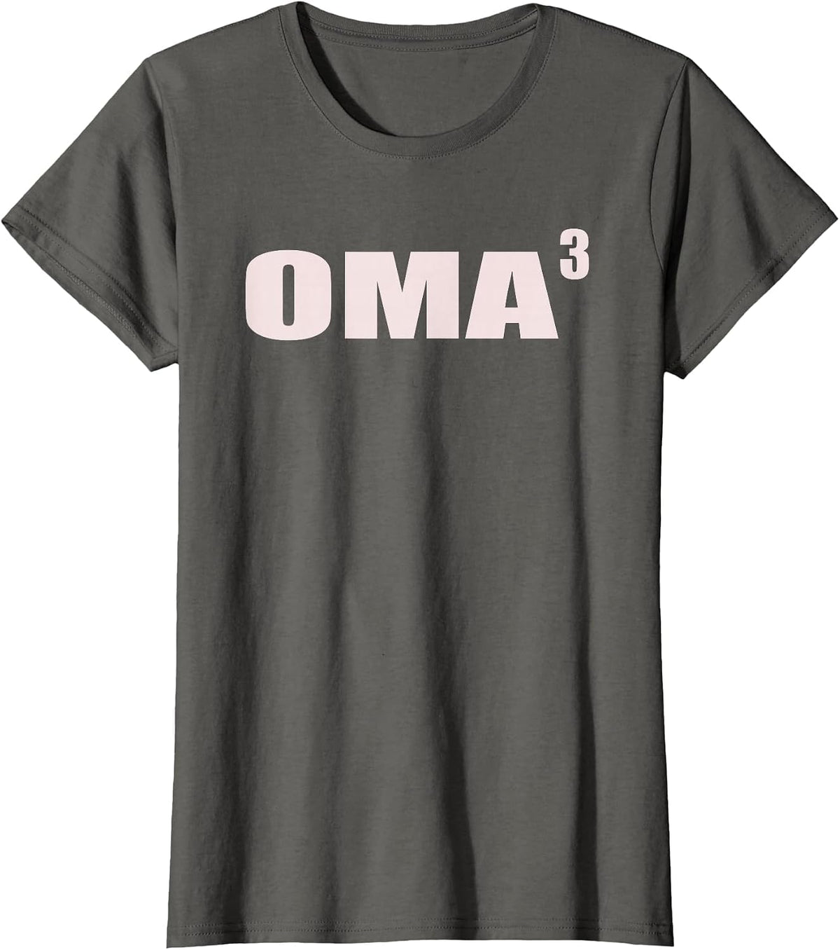 Oma 3 Grandkids 3rd Time Cubed Grandma of Three T-Shirt - Asphalt Grey
