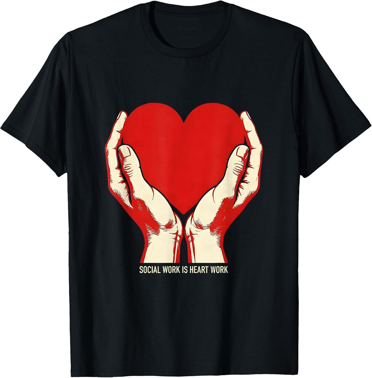 Men's Social Work Is Heart Work Social Worker Design T-Shirt - Black