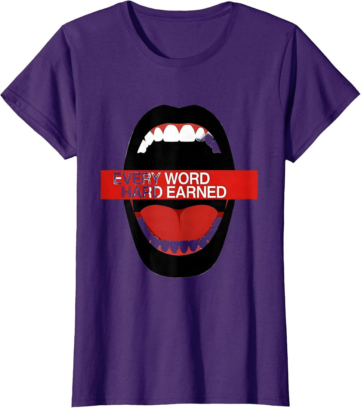 Women's Every Word Hard Earned Speech Therapy Design T-Shirt - Purple