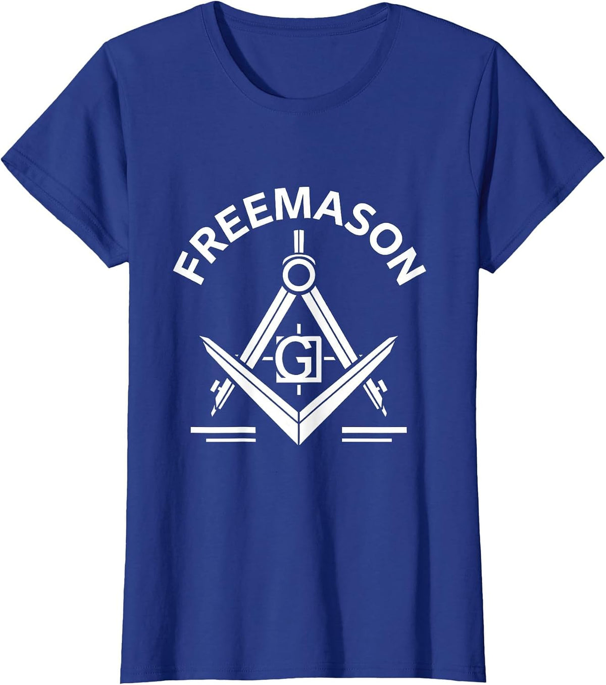 Women's Freemason Monochromatic Square And Compasses Emblem T-Shirt - Royal Blue