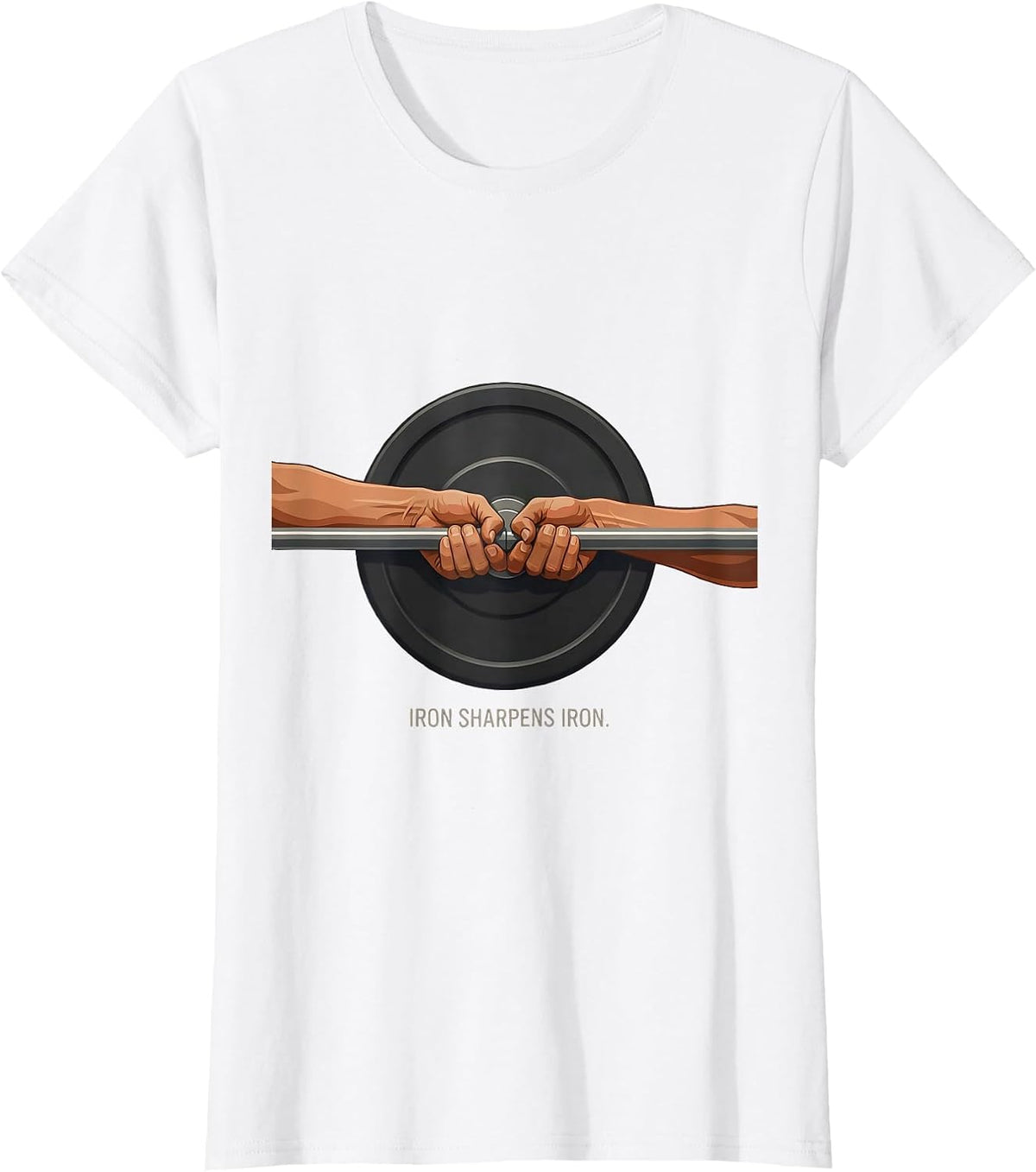 Iron Sharpens Iron Editorial Conceptual Christian Gym T-Shirt - White