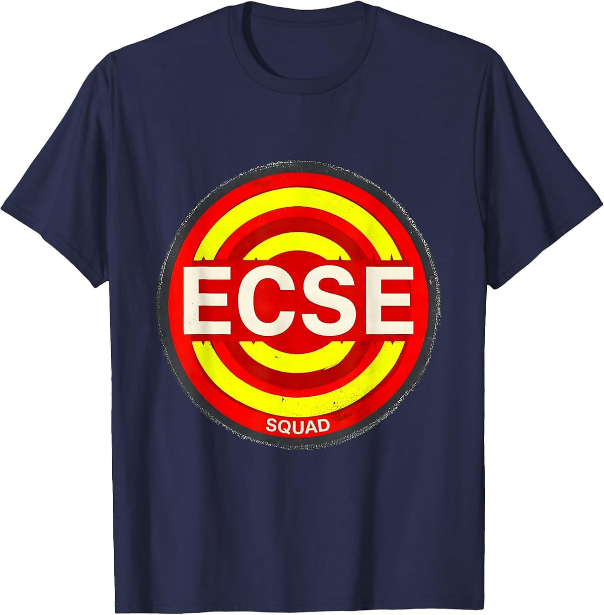 Men's ECSE Squad Stencil Graphic Back To School Support Staff T-Shirt - Navy Blue