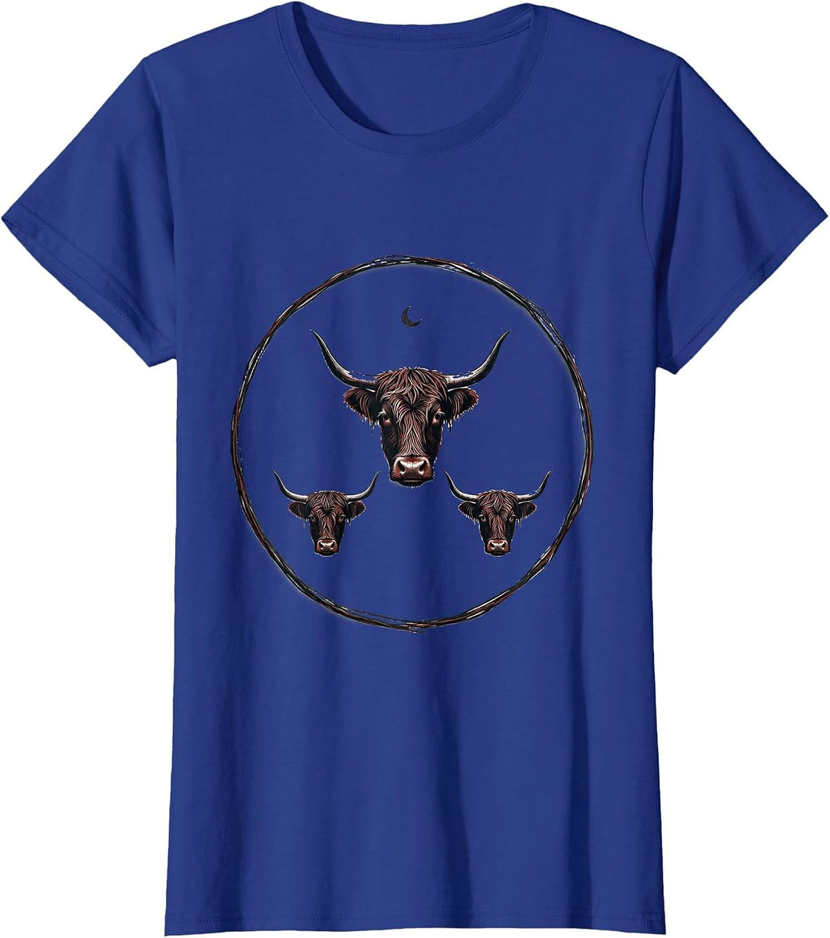 Women's Thin Highland Cow Ring Minimalist Holiday Cow Lover Gift T-Shirt - Royal Blue