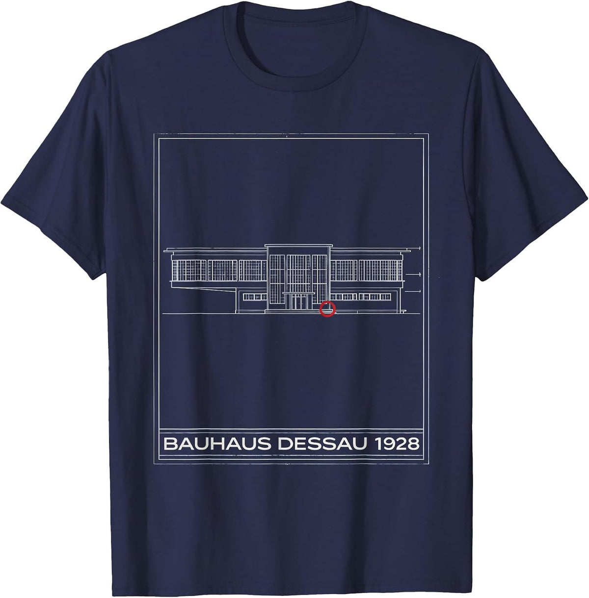 Bauhaus Dessau 1928 Technical Blueprint Art History T-Shirt - Navy Blue