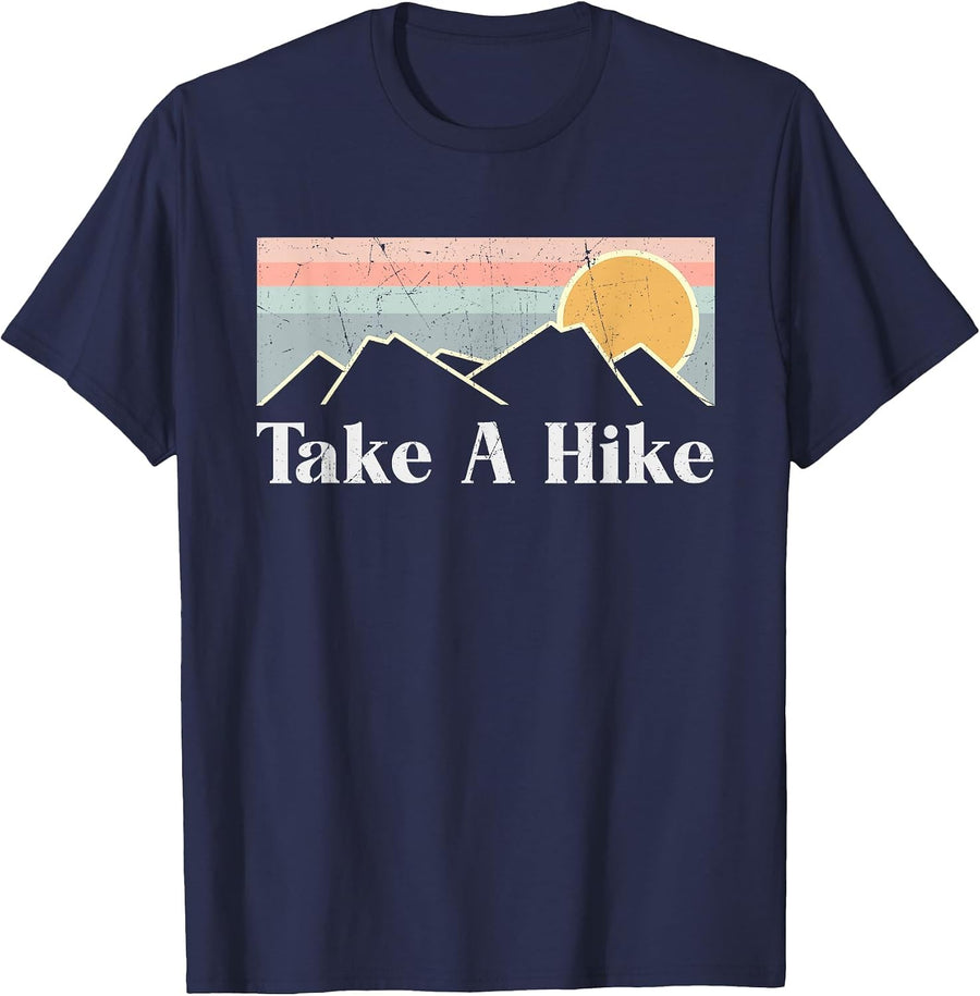 Vintage Camping Hiking Outdoor Mountain Take A Hike T-Shirt - Navy Blue