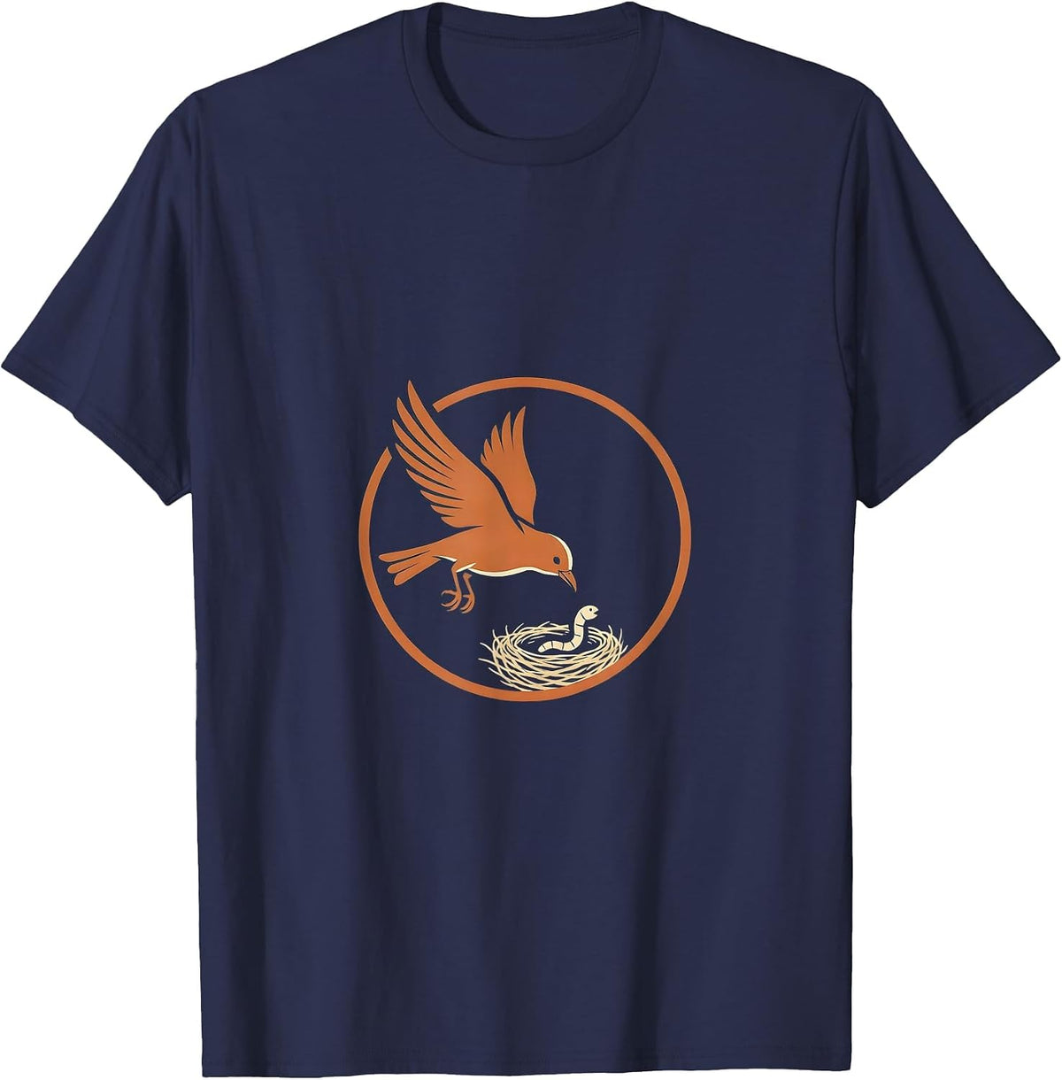 Men's Social Worker Bird Nurturing Nest Graphic T-Shirt - Navy Blue