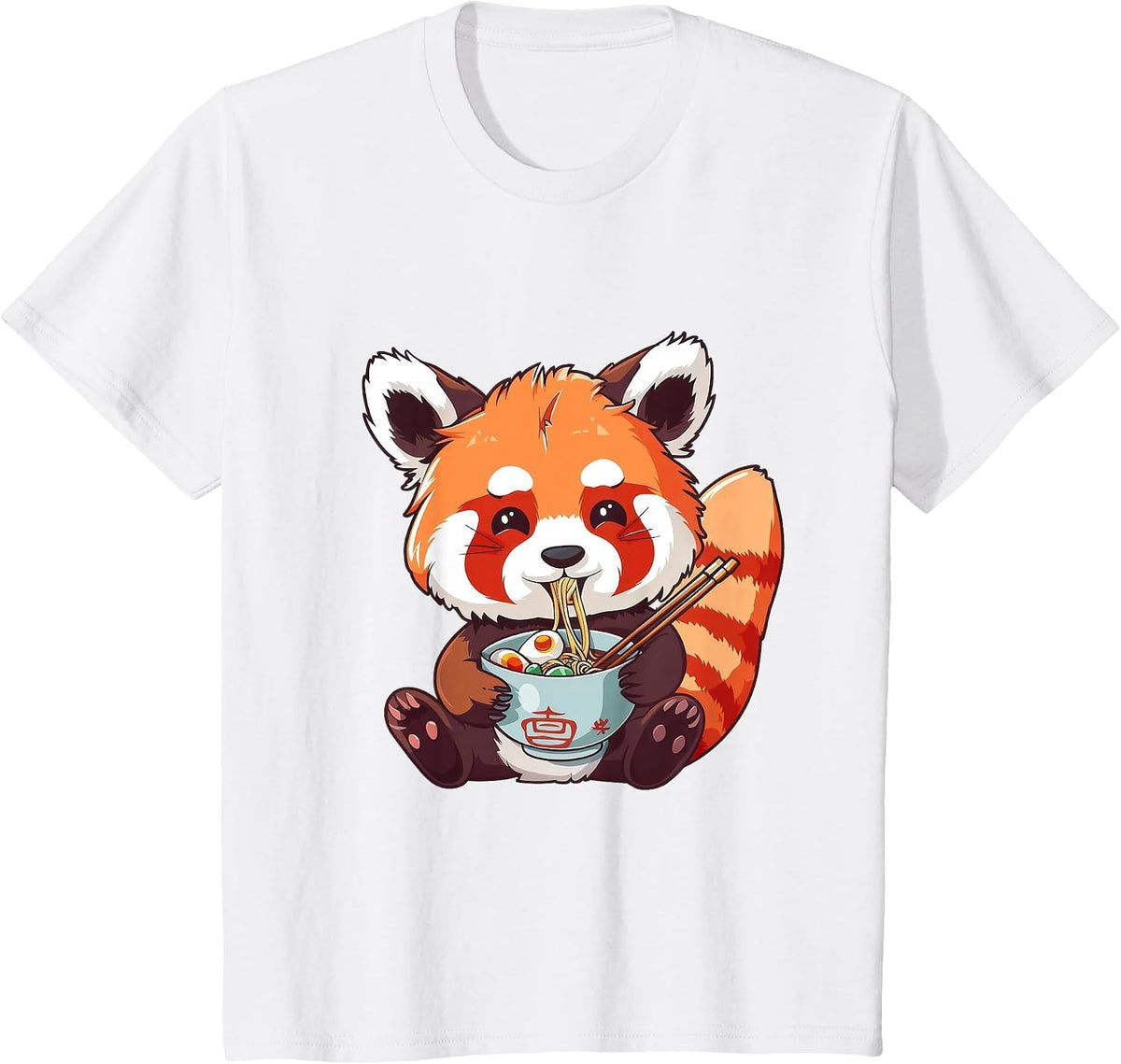 Cute Red Panda Ramen Noodles Lover T-Shirt - White