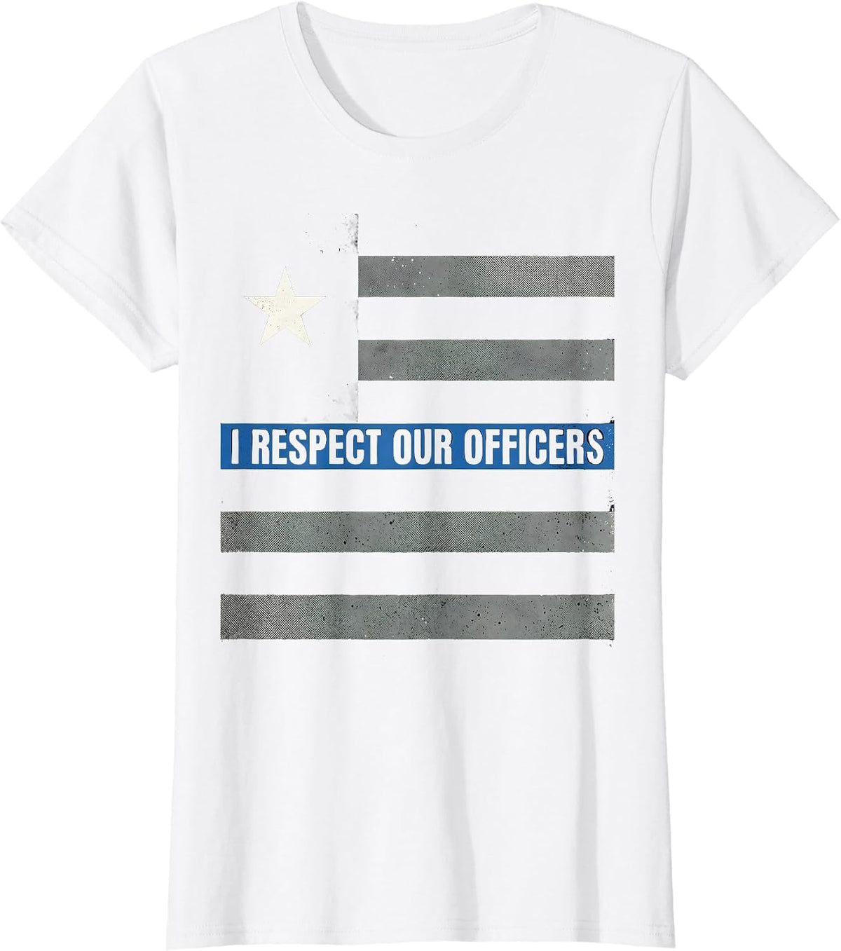 I Respect Our Officers Patriotic Police Support Thin Blue T-Shirt - White